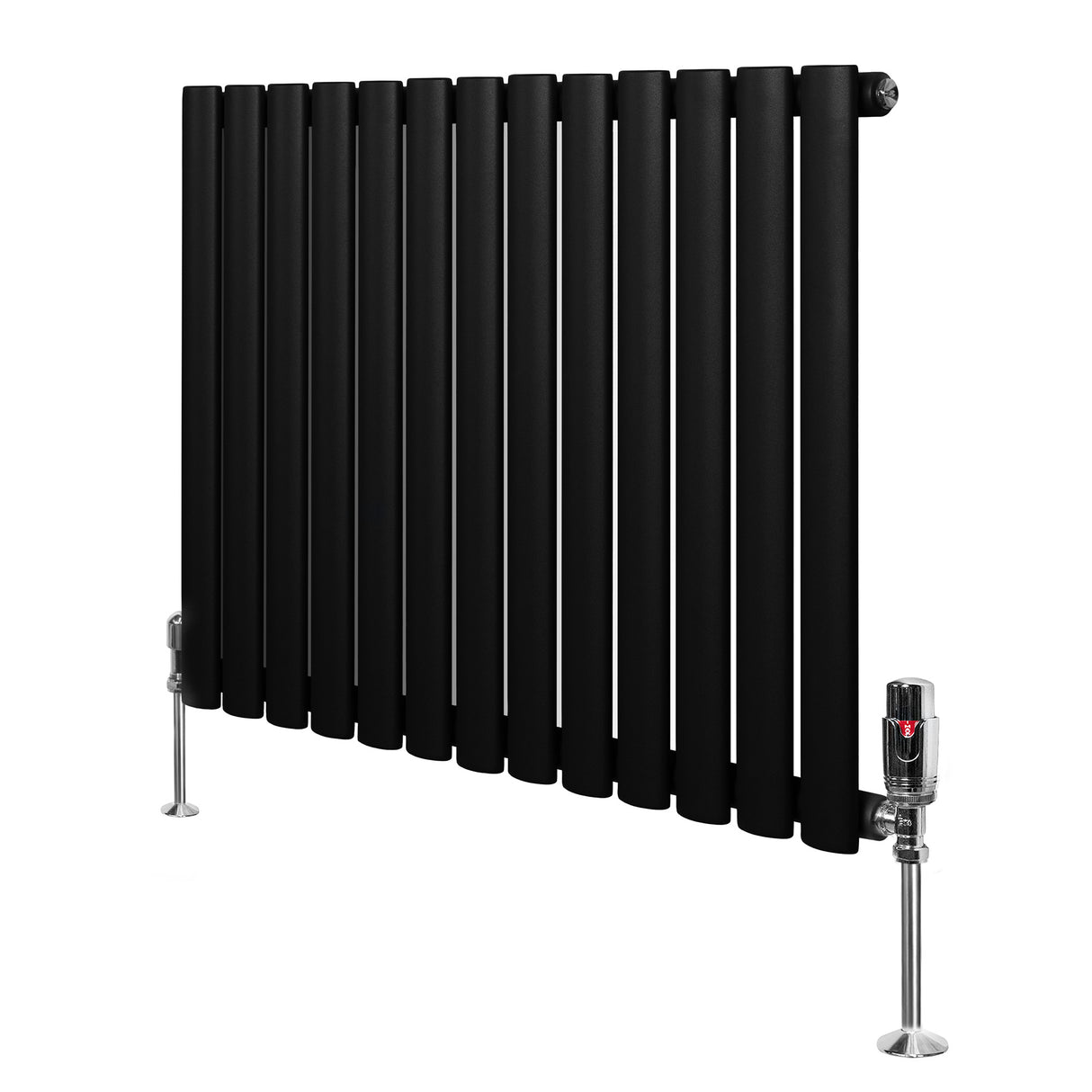 Radiateur à Colonnes Ovales & Vannes, 1 Panneau - 600 x 780 mm - Noir