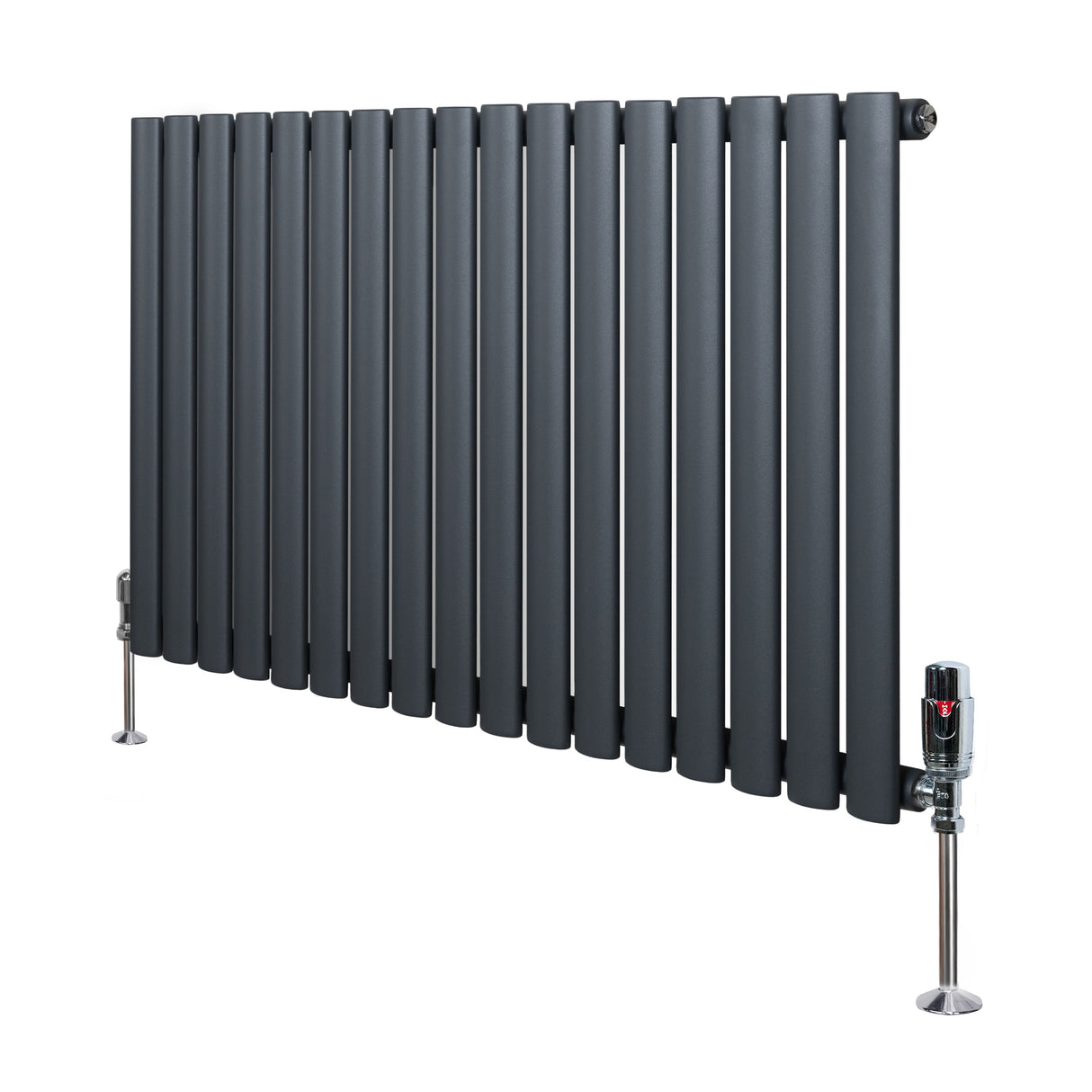 Radiateur à Colonnes Ovales & Vannes, 1 Panneau - 600 x 1020 mm - Gris Anthracite