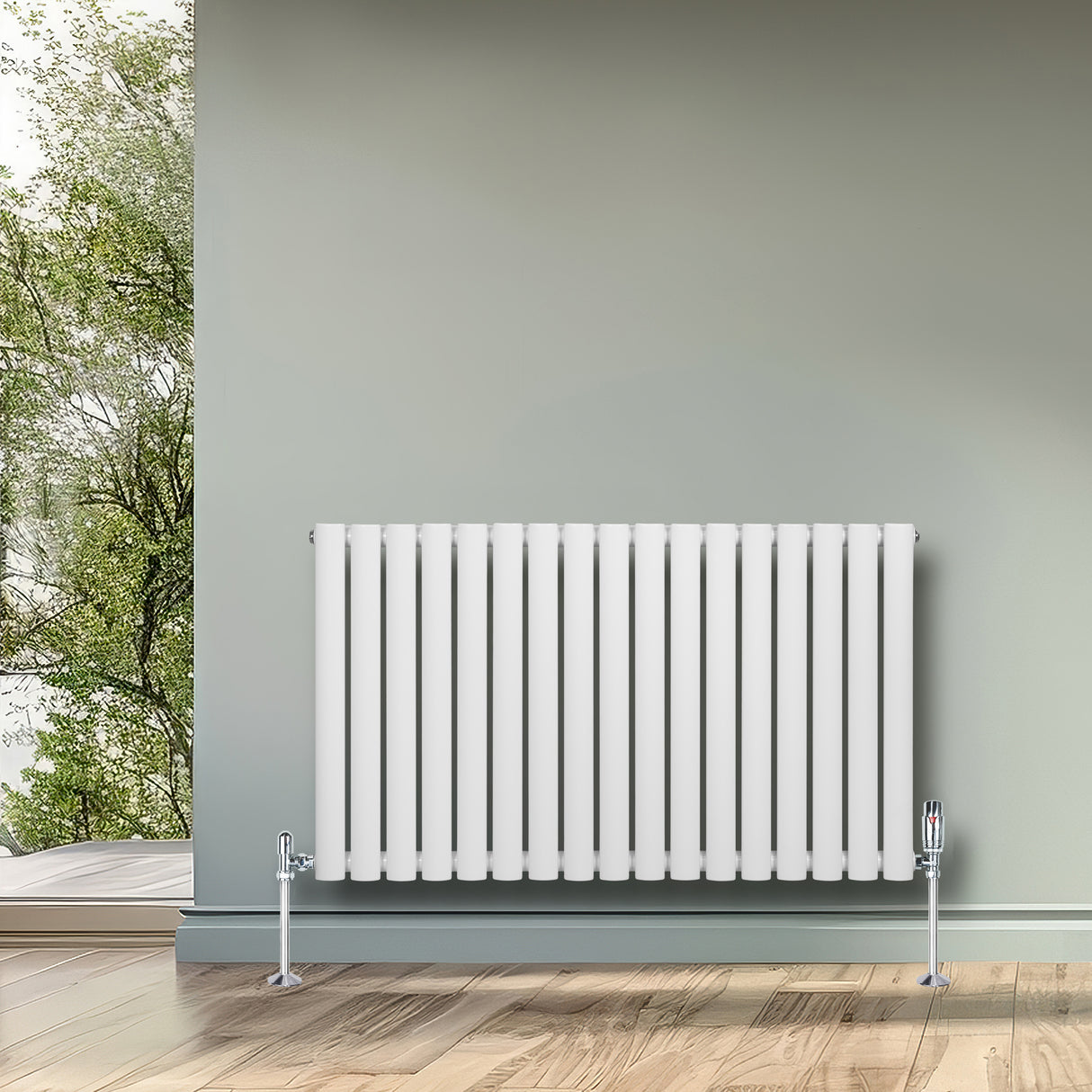 Radiateur à Colonnes Ovales & Vannes, 1 Panneau - 600 x 1020 mm - Blanc