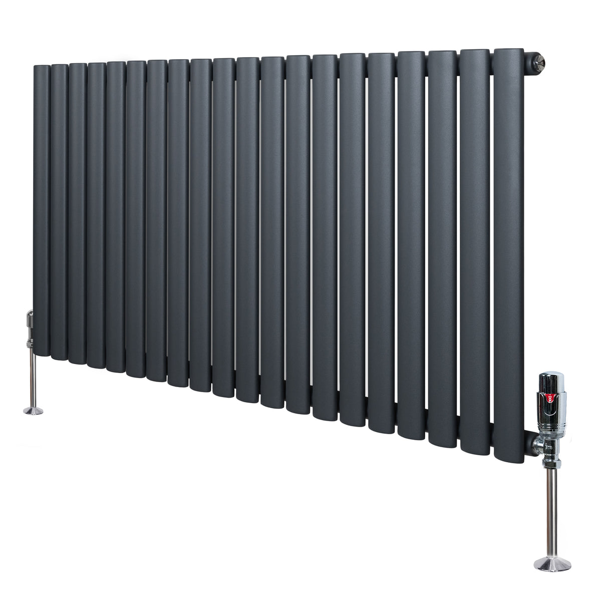 Radiateur à Colonnes Ovales & Vannes, 1 Panneau - 600 x 1200 mm - Gris Anthracite
