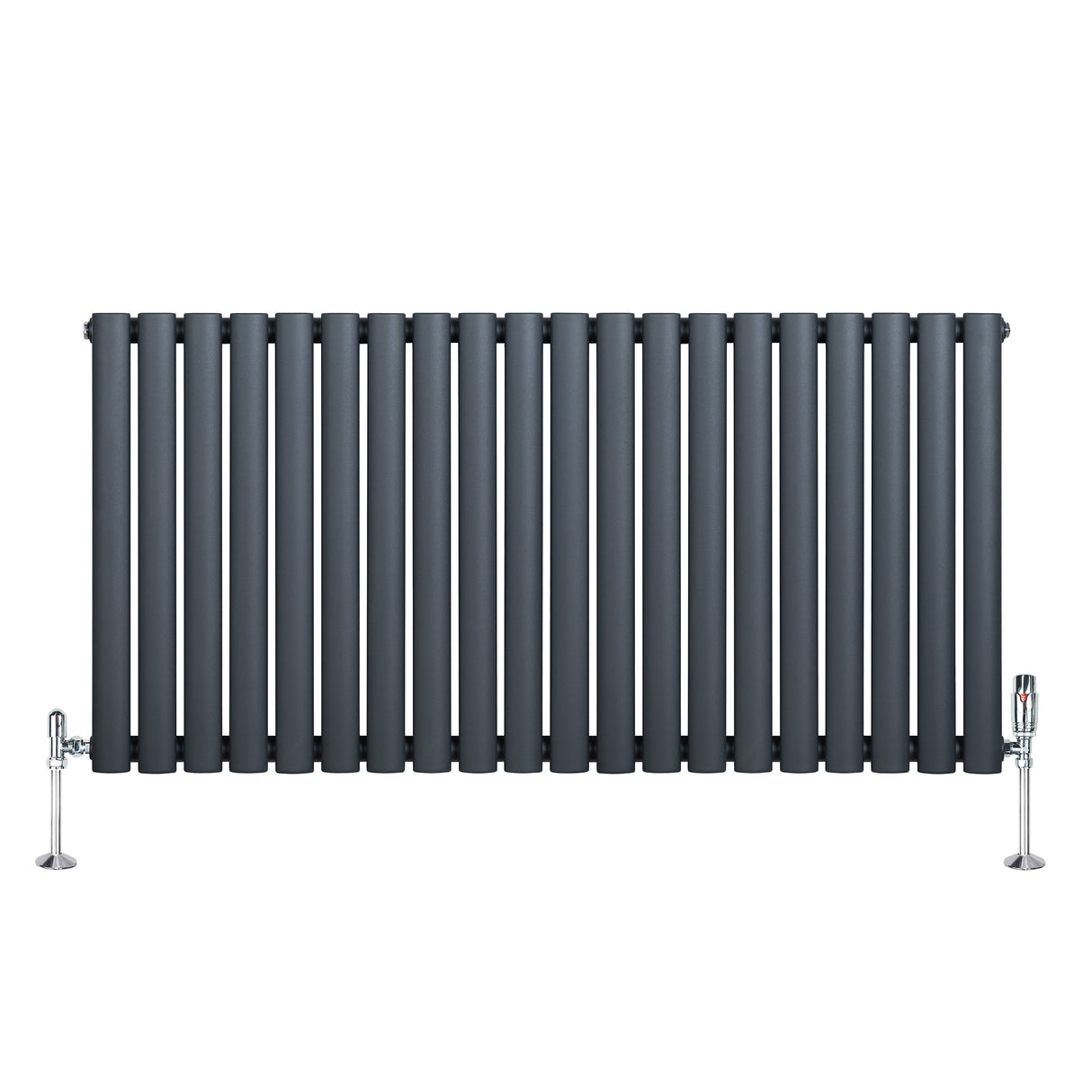 Radiateur à Colonnes Ovales & Vannes, 1 Panneau - 600 x 1200 mm - Gris Anthracite