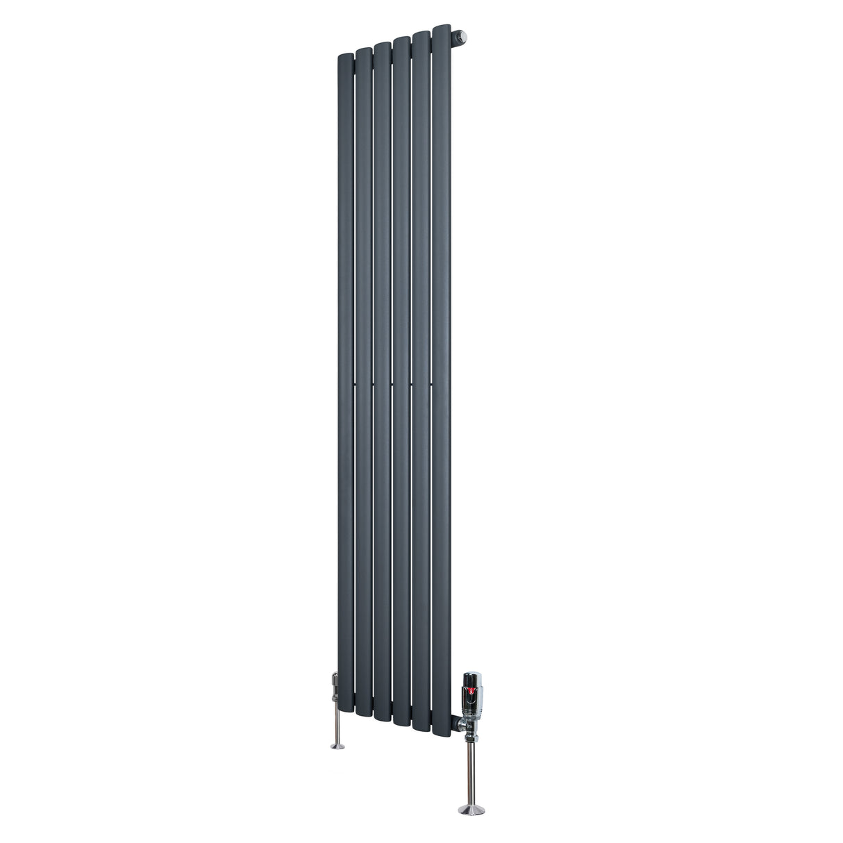Radiateur à Colonnes Ovales & Vannes, 1 Panneau - 1600 x 360 mm - Gris Anthracite