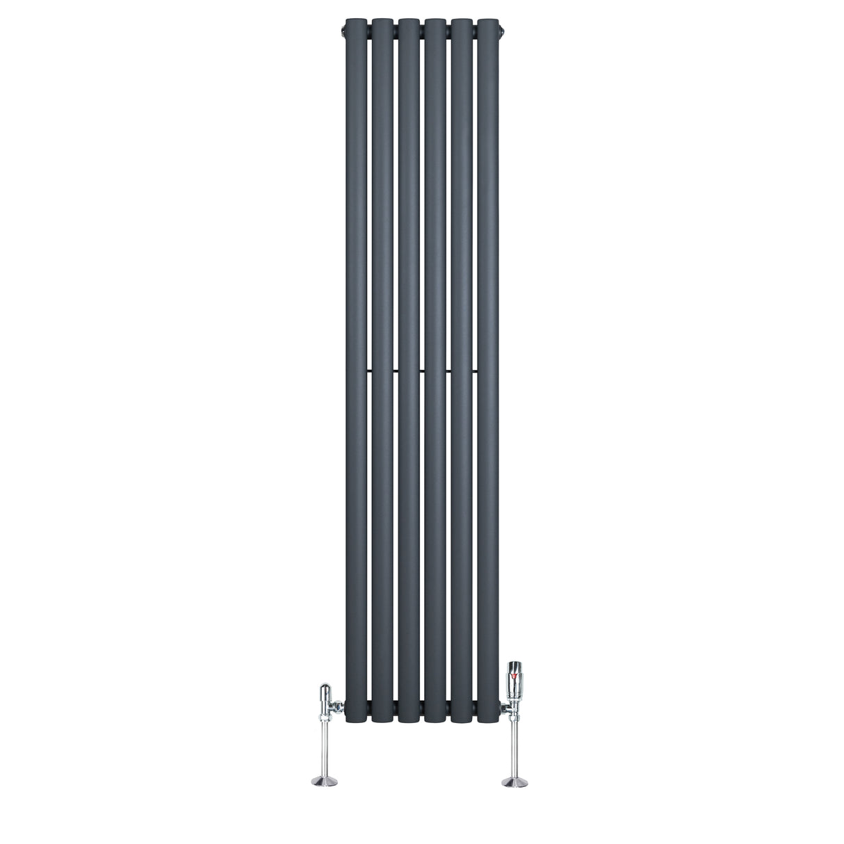 Radiateur à Colonnes Ovales & Vannes, 1 Panneau - 1600 x 360 mm - Gris Anthracite
