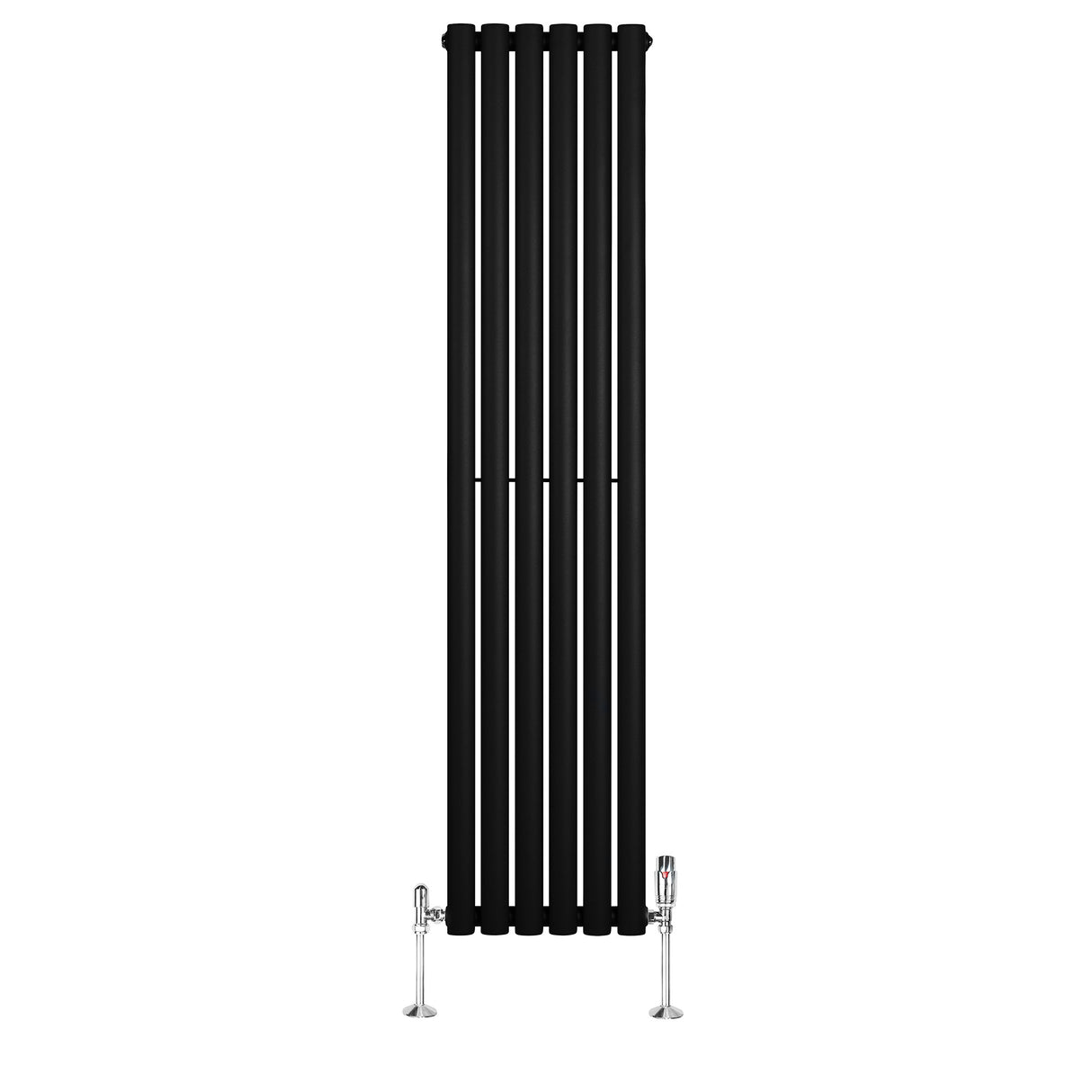 Radiateur à Colonnes Ovales & Vannes, 1 Panneau - 1600 x 360 mm - Noir