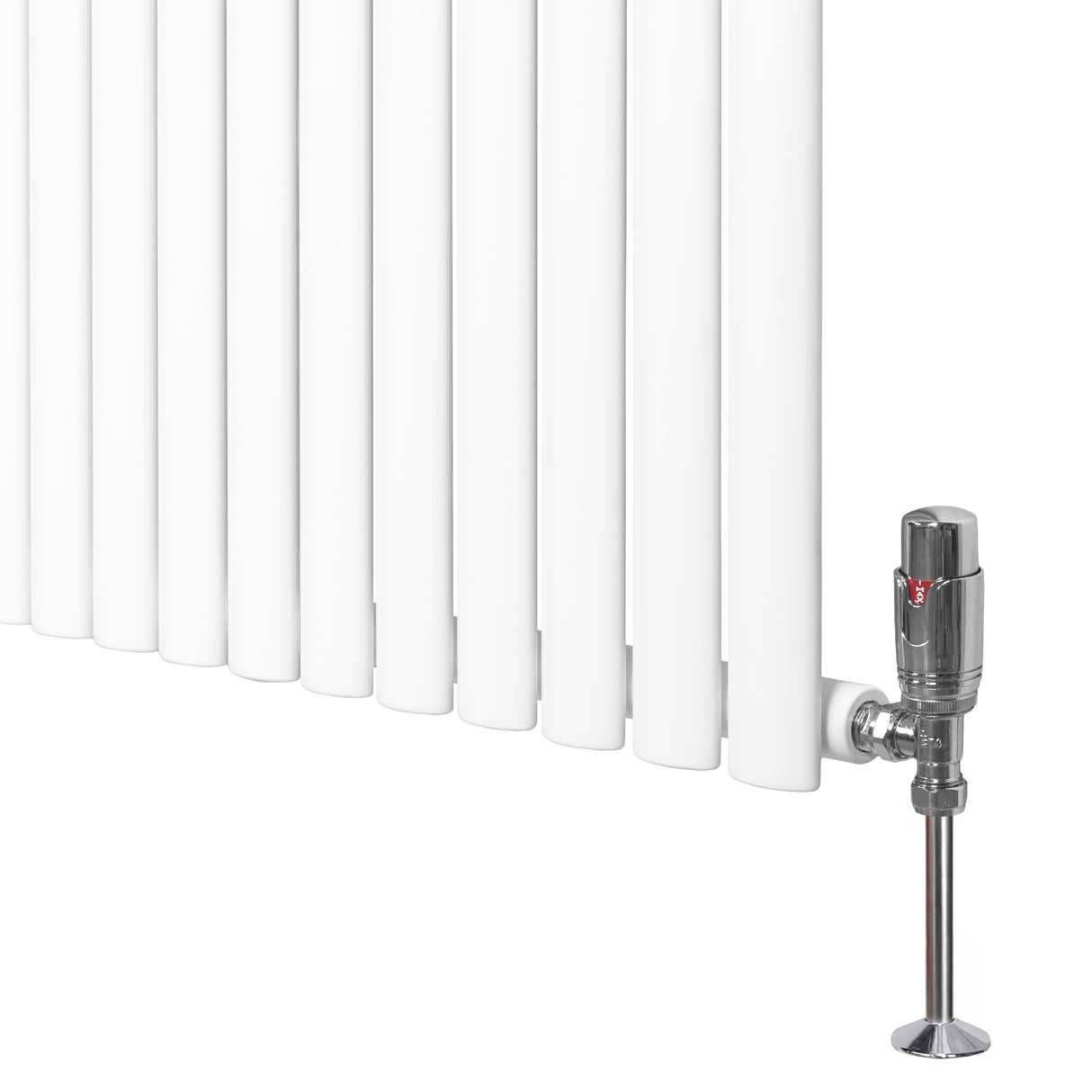 Radiateur à Colonnes Ovales & Vannes, 1 Panneau - 1600 x 360 mm - Blanc