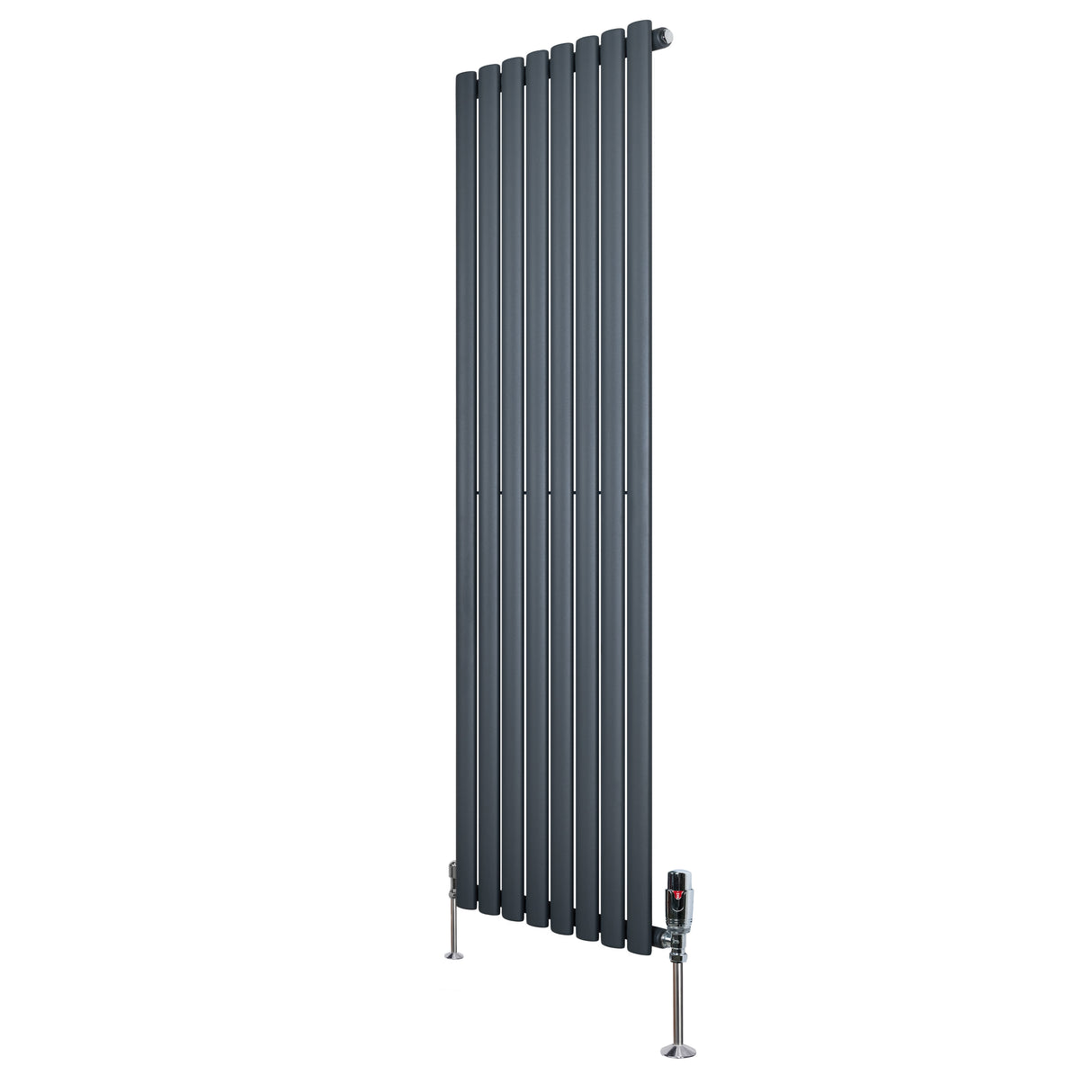 Radiateur à Colonnes Ovales & Vannes, 1 Panneau - 1600 x 480 mm - Gris Anthracite