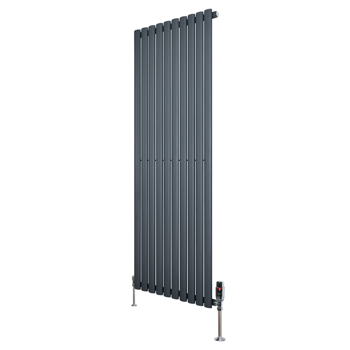 Radiateur à Colonnes Ovales & Vannes, 1 Panneau - 1600 x 600 mm - Gris Anthracite