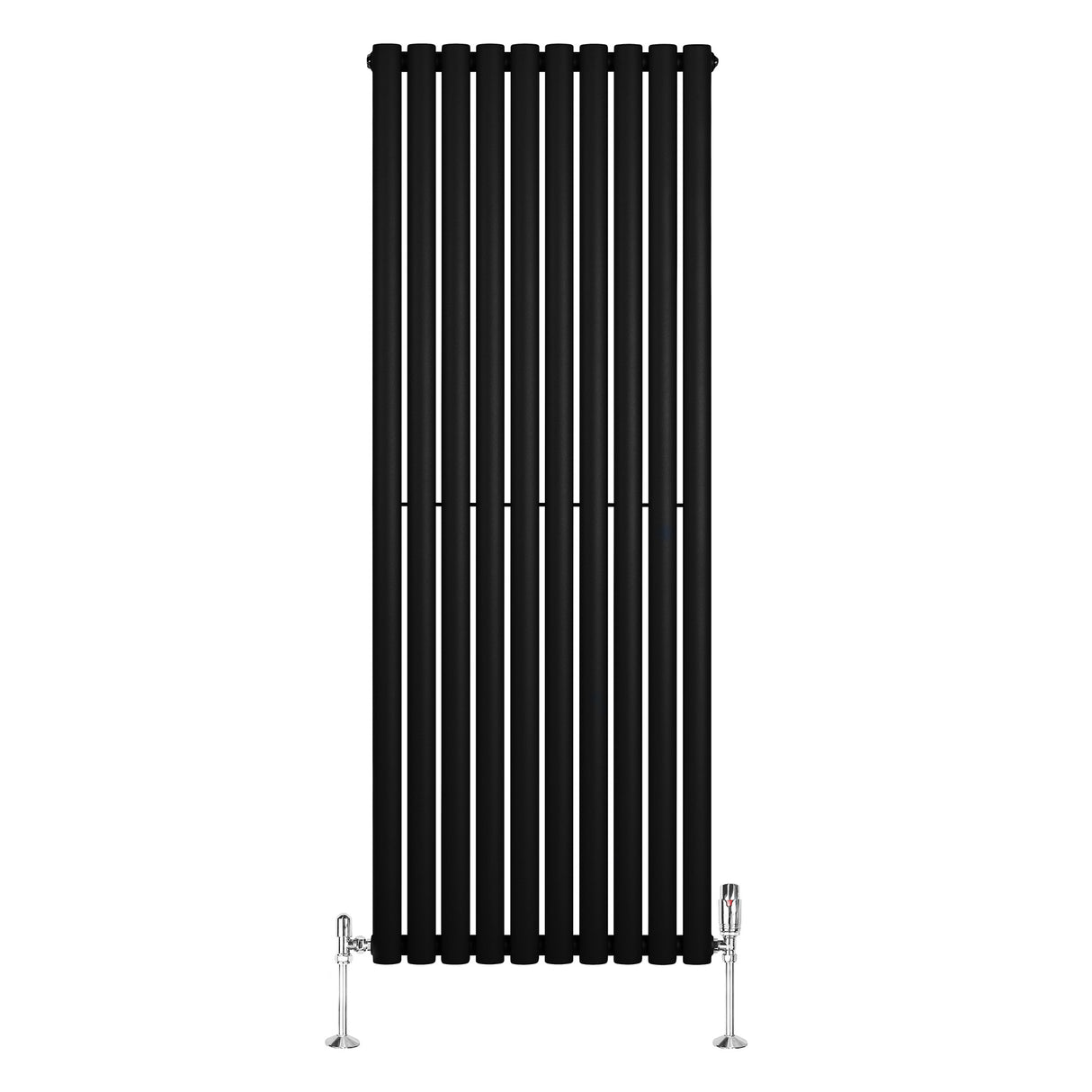 Radiateur à Colonnes Ovales & Vannes, 1 Panneau - 1600 x 600 mm - Noir