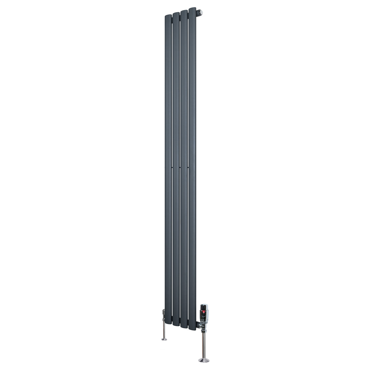 Radiateur à Colonnes Ovales & Vannes, 1 Panneau - 1800 x 240 mm - Gris Anthracite