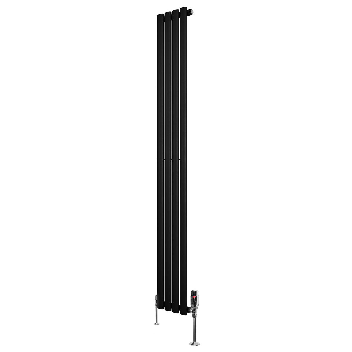 Radiateur à Colonnes Ovales & Vannes, 1 Panneau - 1800 x 240 mm - Noir