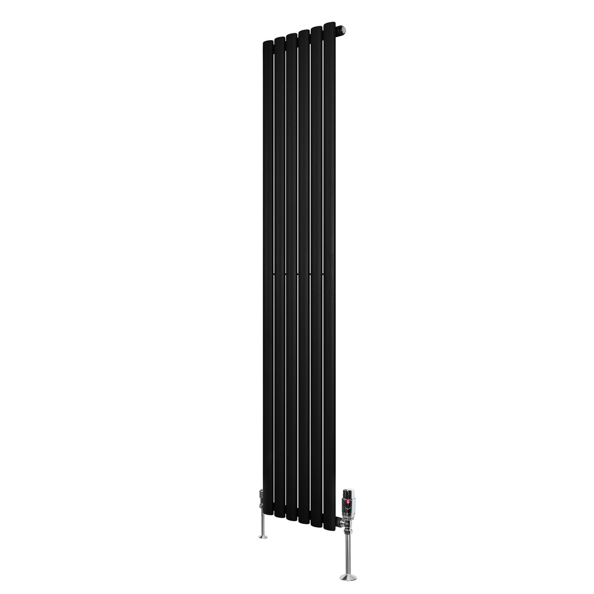 Radiateur à Colonnes Ovales & Vannes, 1 Panneau - 1800 x 360 mm - Noir