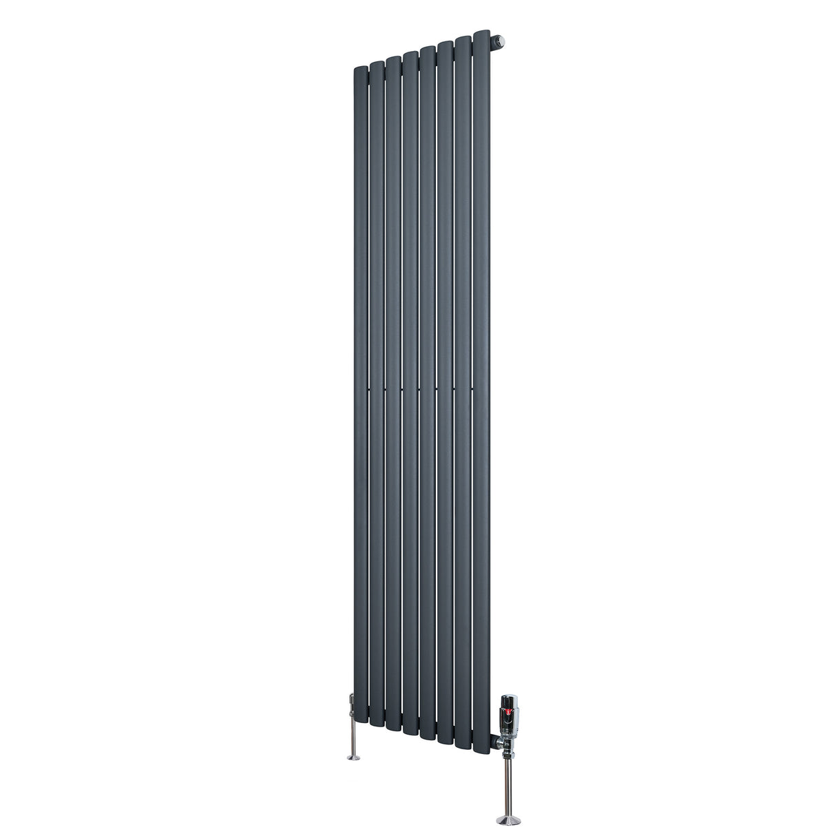 Radiateur à Colonnes Ovales & Vannes, 1 Panneau - 1800 x 480 mm - Gris Anthracite