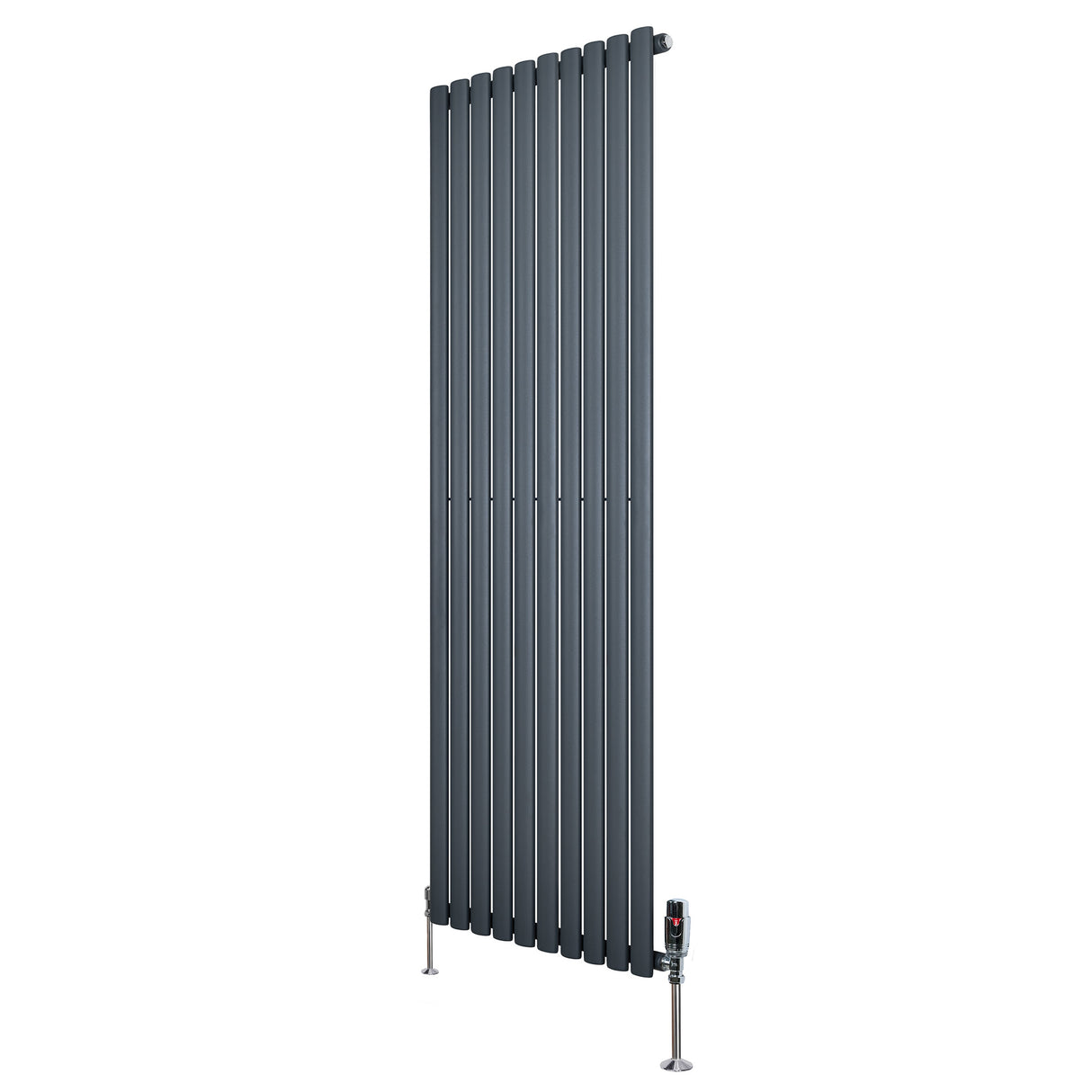 Radiateur à Colonnes Ovales & Vannes, 1 Panneau - 1800 x 600 mm - Gris Anthracite