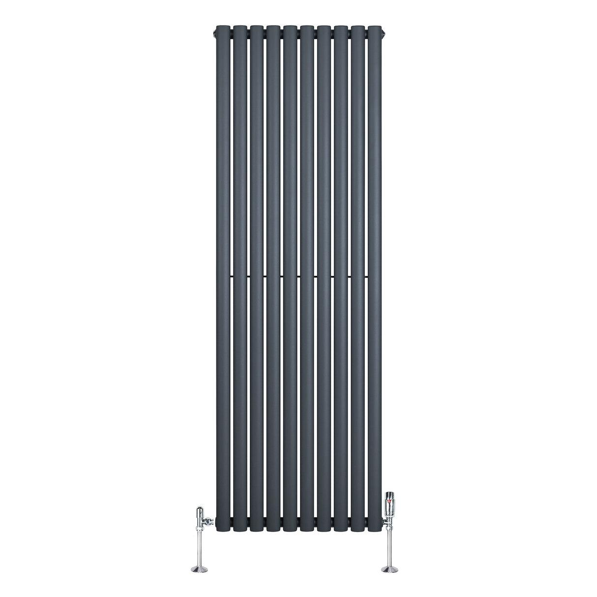 Radiateur à Colonnes Ovales & Vannes, 1 Panneau - 1800 x 600 mm - Gris Anthracite