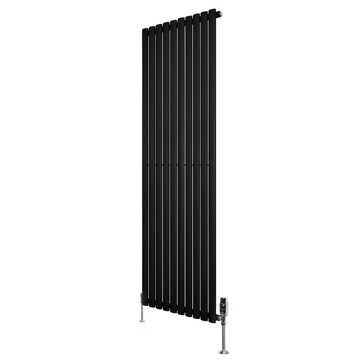 Radiateur à Colonnes Ovales & Vannes, 1 Panneau - 1800 x 600 mm - Noir