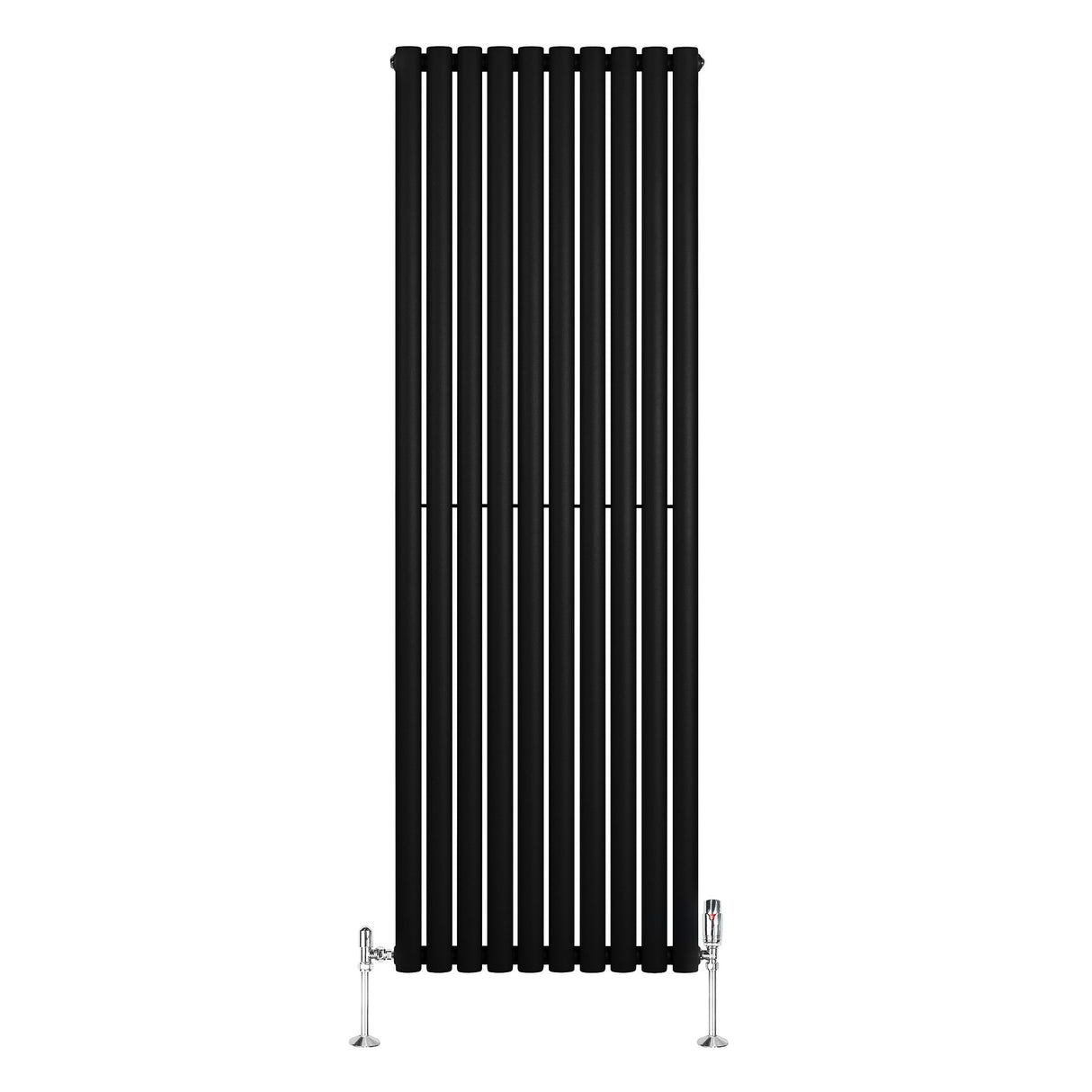 Radiateur à Colonnes Ovales & Vannes, 1 Panneau - 1800 x 600 mm - Noir