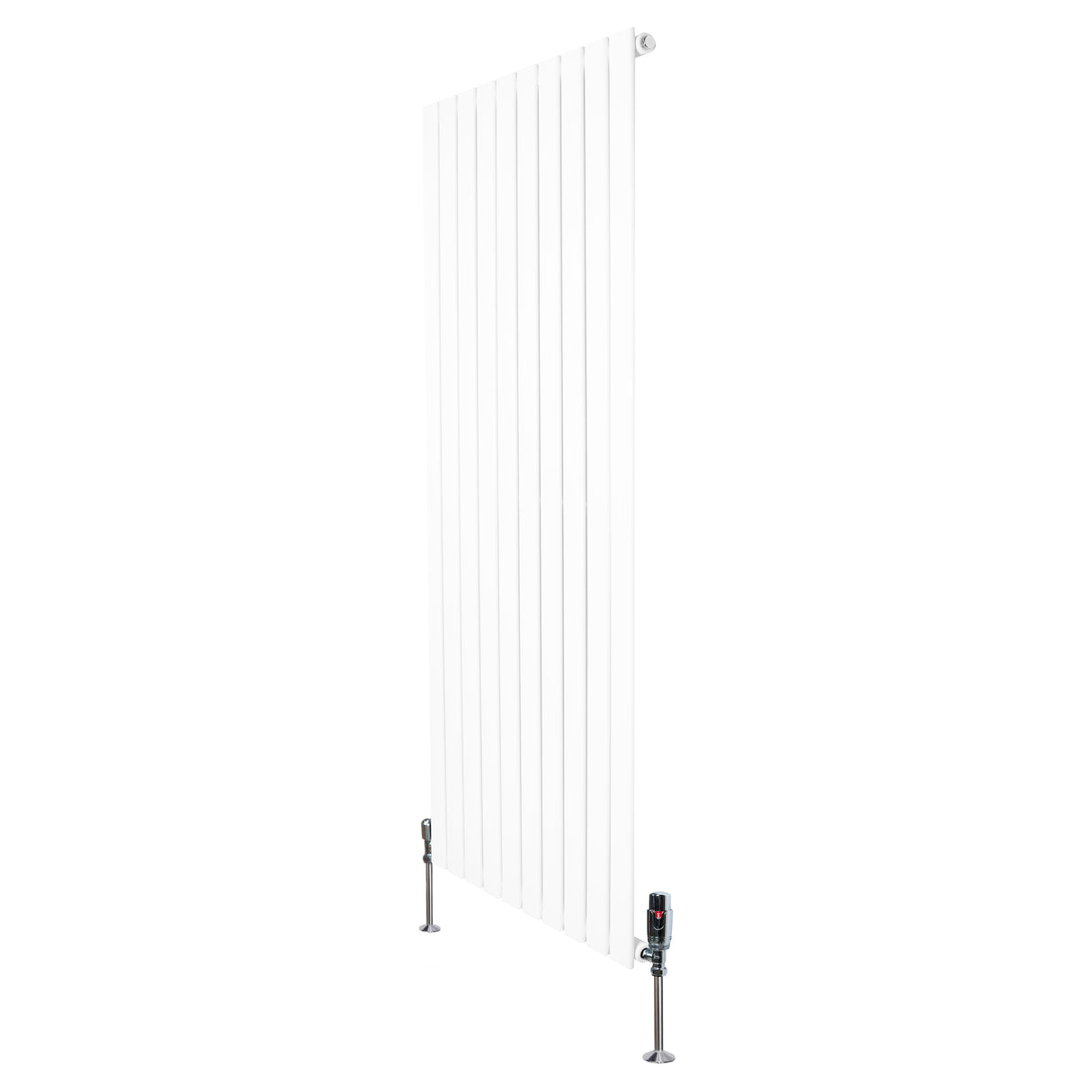 Radiateur plat blanc à 1 panneau, dimensions 1600 x 700 mm, avec vannes élégantes et surface lisse, idéal pour un intérieur moderne