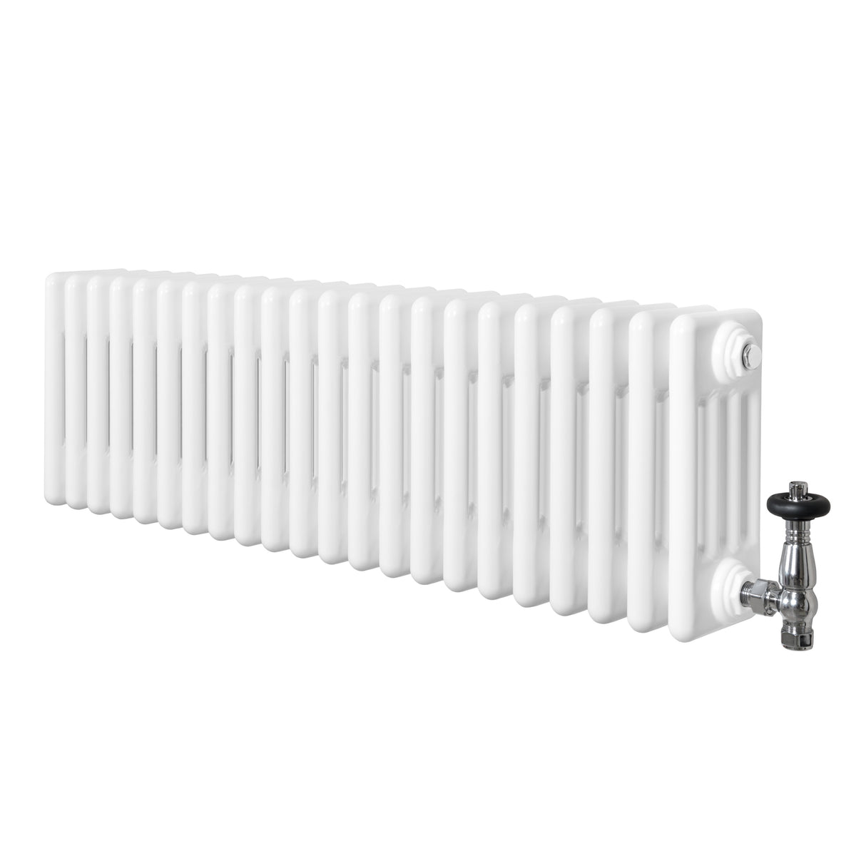 Radiateur Traditionnel à 4 Colonnes & Vannes - 300 x 1010 mm - Blanc
