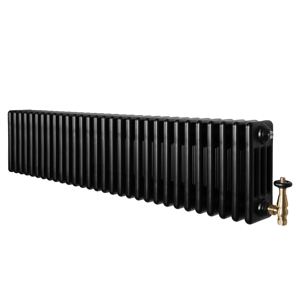 Radiateur Traditionnel à 4 Colonnes & Vannes - 300 x 1370 mm - Noir