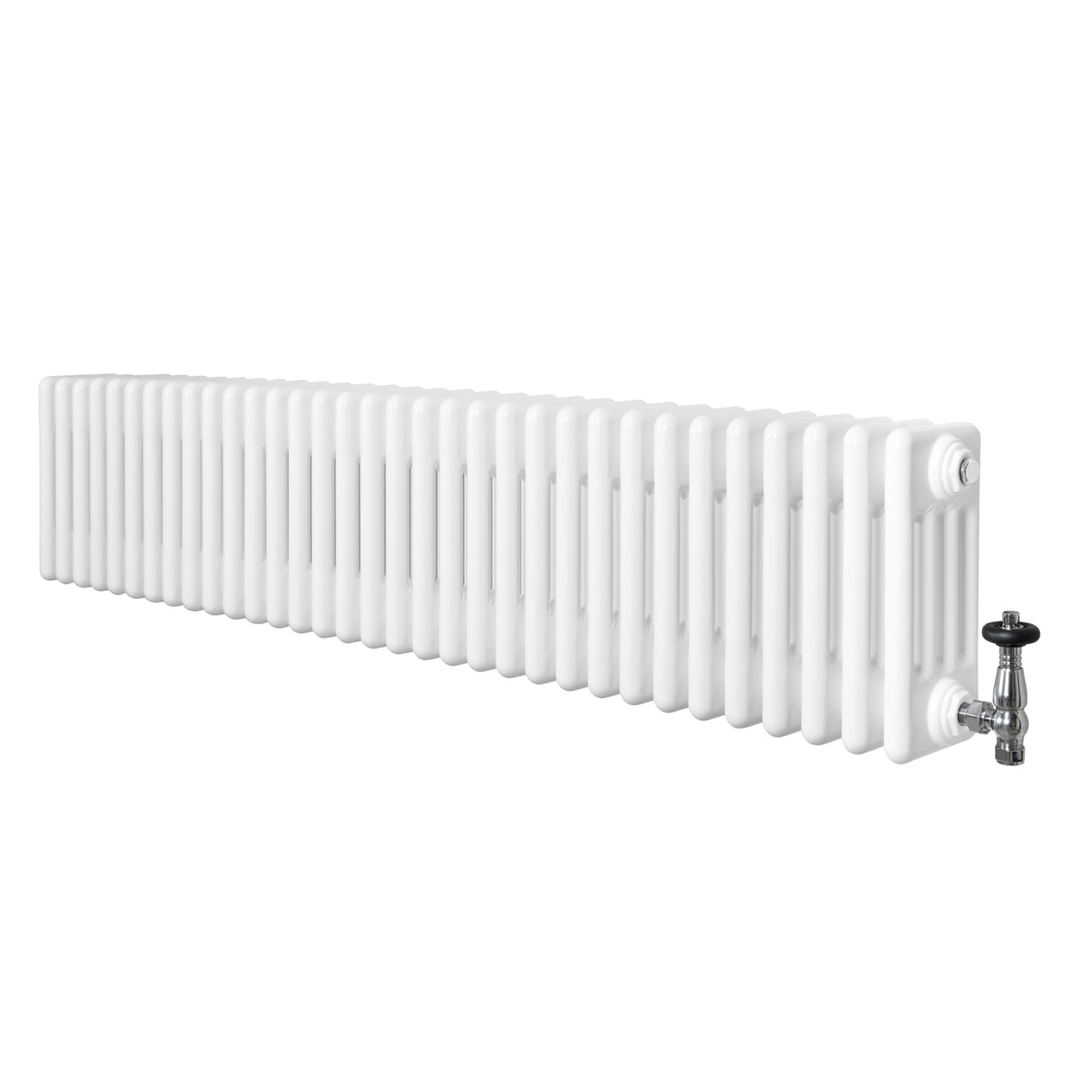 Radiateur Traditionnel à 4 Colonnes & Vannes - 300 x 1505 mm - Blanc