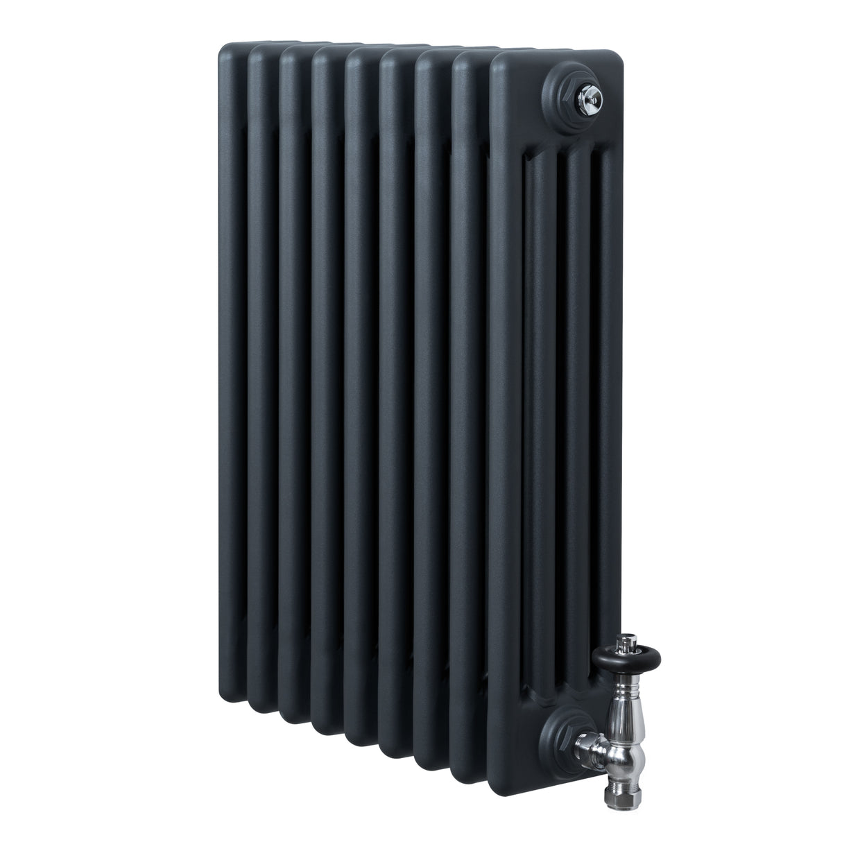 Radiateur Traditionnel à 4 Colonnes & Vannes - 600 x 425 mm - Gris Anthracite