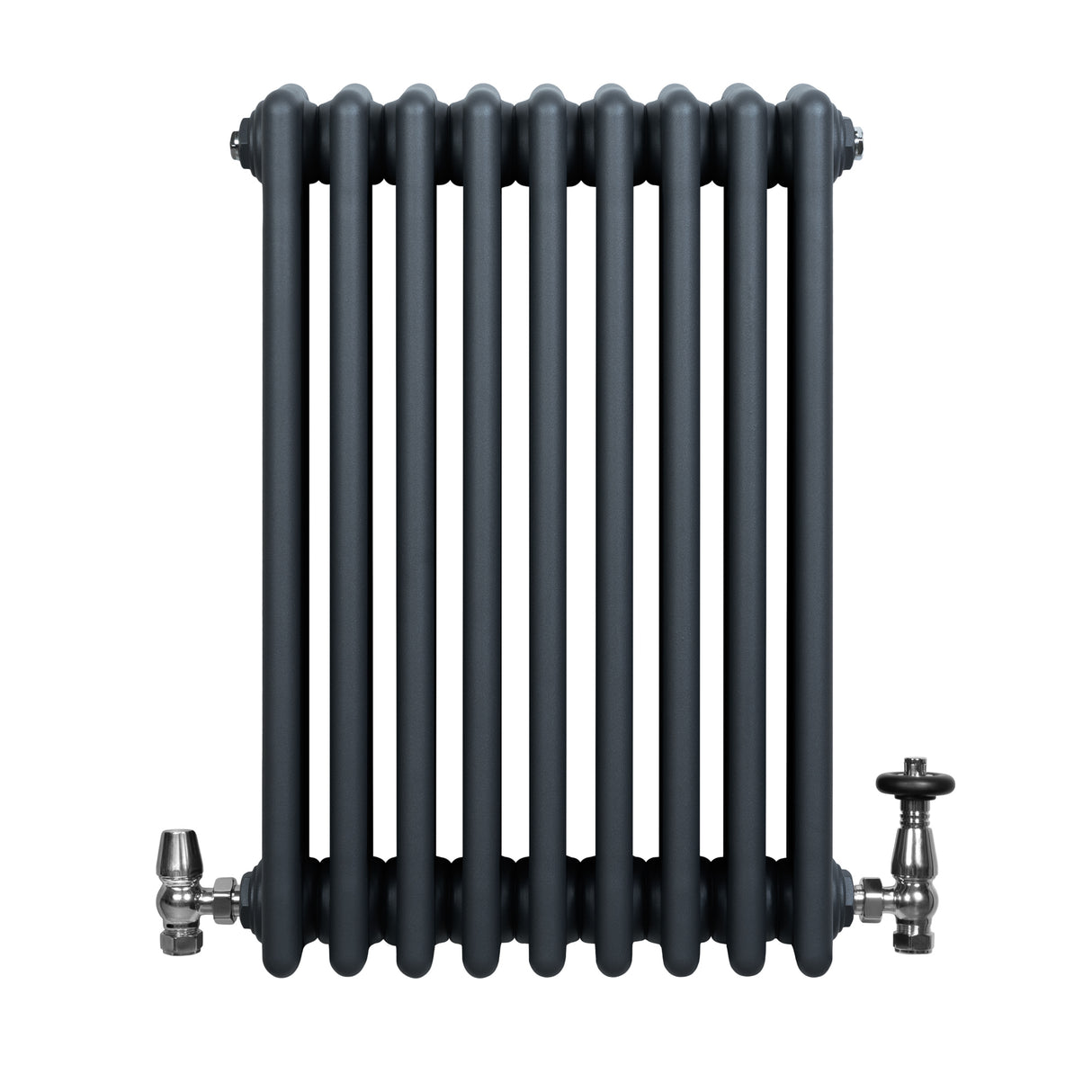 Radiateur Traditionnel à 4 Colonnes & Vannes - 600 x 425 mm - Gris Anthracite