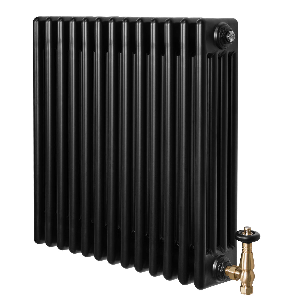 Radiateur Traditionnel à 4 Colonnes & Vannes - 600 x 605 mm - Noir
