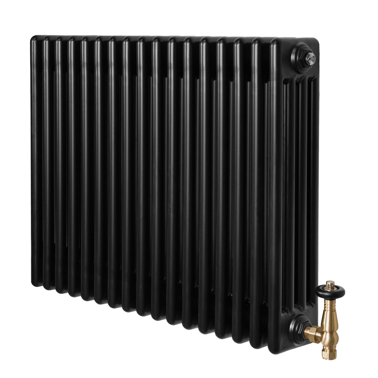 Radiateur Traditionnel à 4 Colonnes & Vannes - 600 x 785 mm - Noir