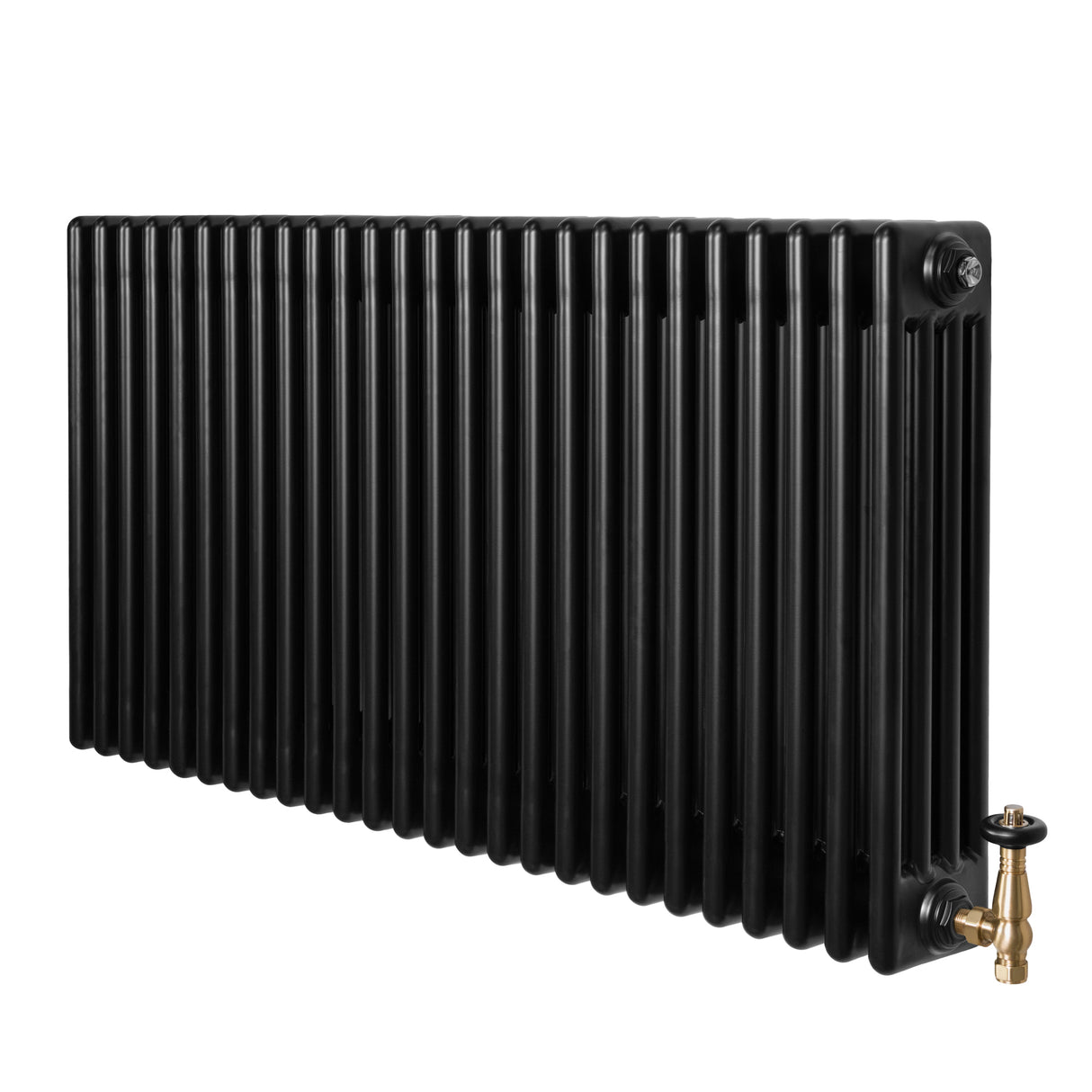 Radiateur Traditionnel à 4 Colonnes & Vannes - 600 x 1190 mm - Noir