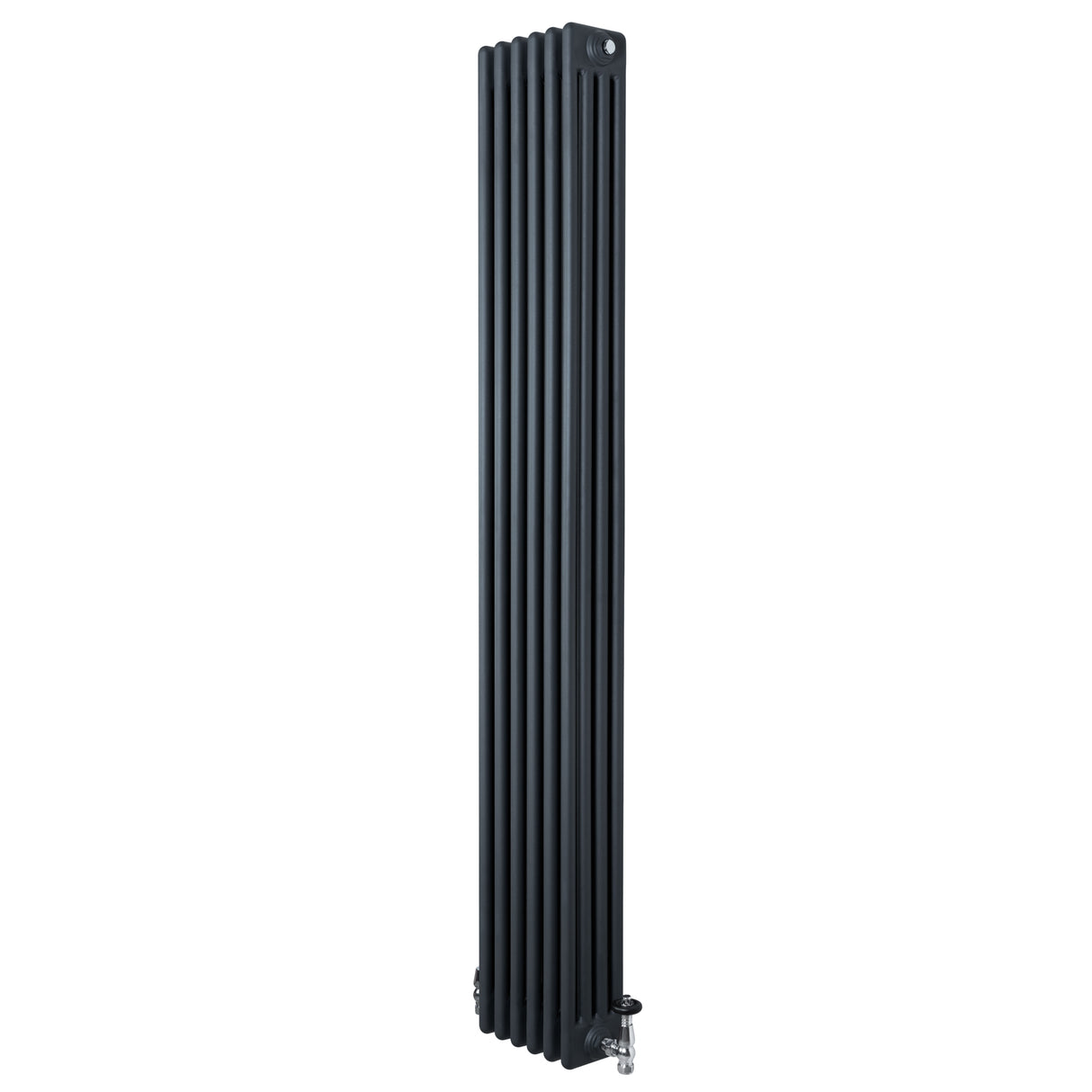 Radiateur Traditionnel à 4 Colonnes & Vannes - 1800 x 290 mm - Gris Anthracite