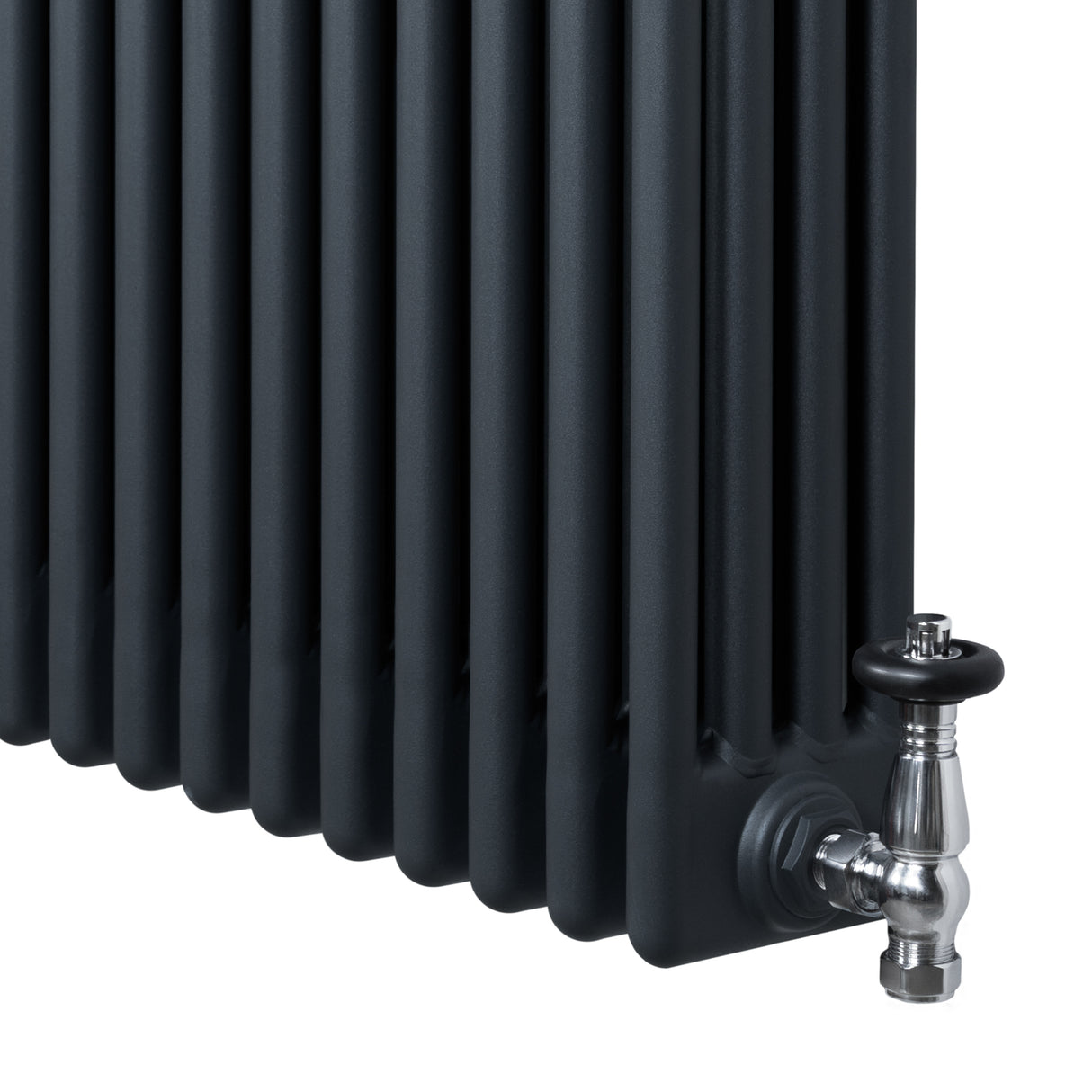 Radiateur Traditionnel à 4 Colonnes & Vannes - 1800 x 290 mm - Gris Anthracite