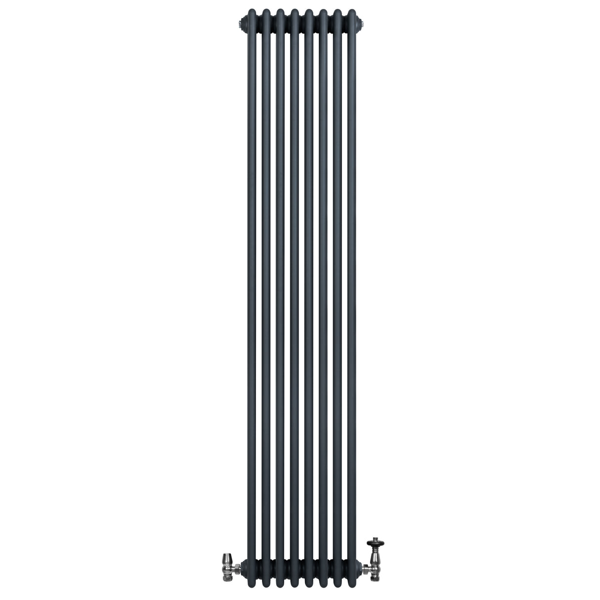 Radiateur Traditionnel à 4 Colonnes & Vannes - 1800 x 380 mm - Gris Anthracite