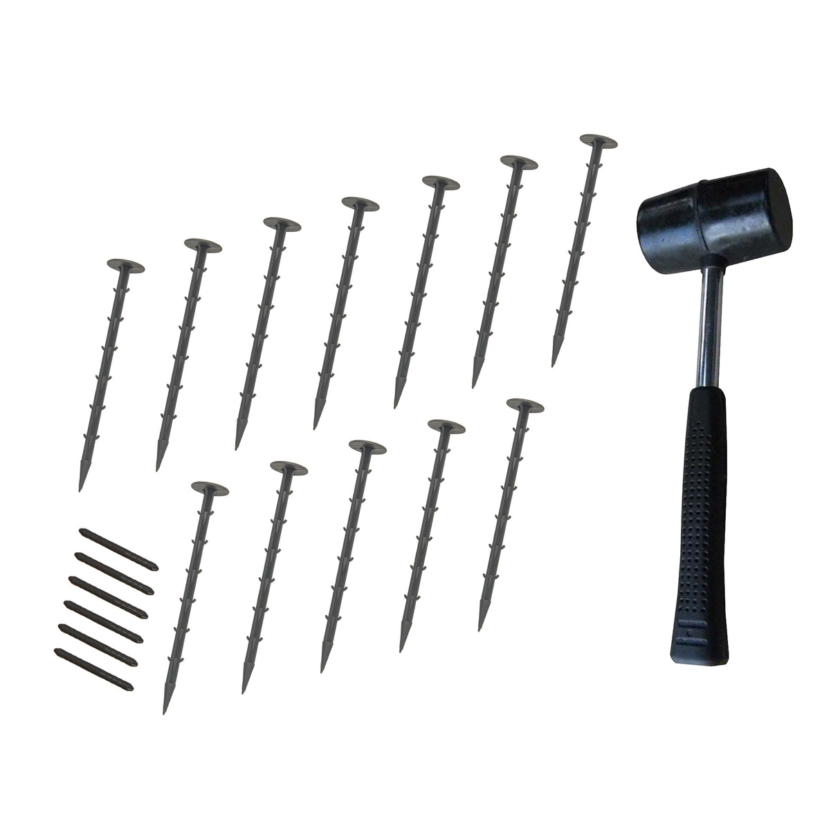 Lot de 22 Bordures de Jardin Flexibles en Caoutchouc 1,2 m & Maillet - Gris