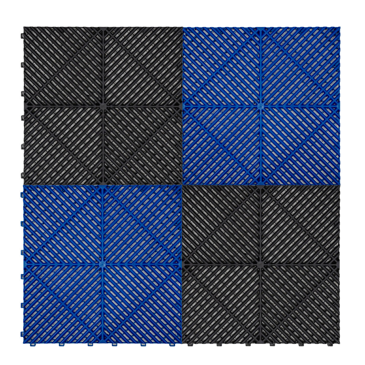Carrelage de sol ventilé pour garage, motifs en noir et bleu, texture antidérapante, design moderne et durable, 120 x 120 cm