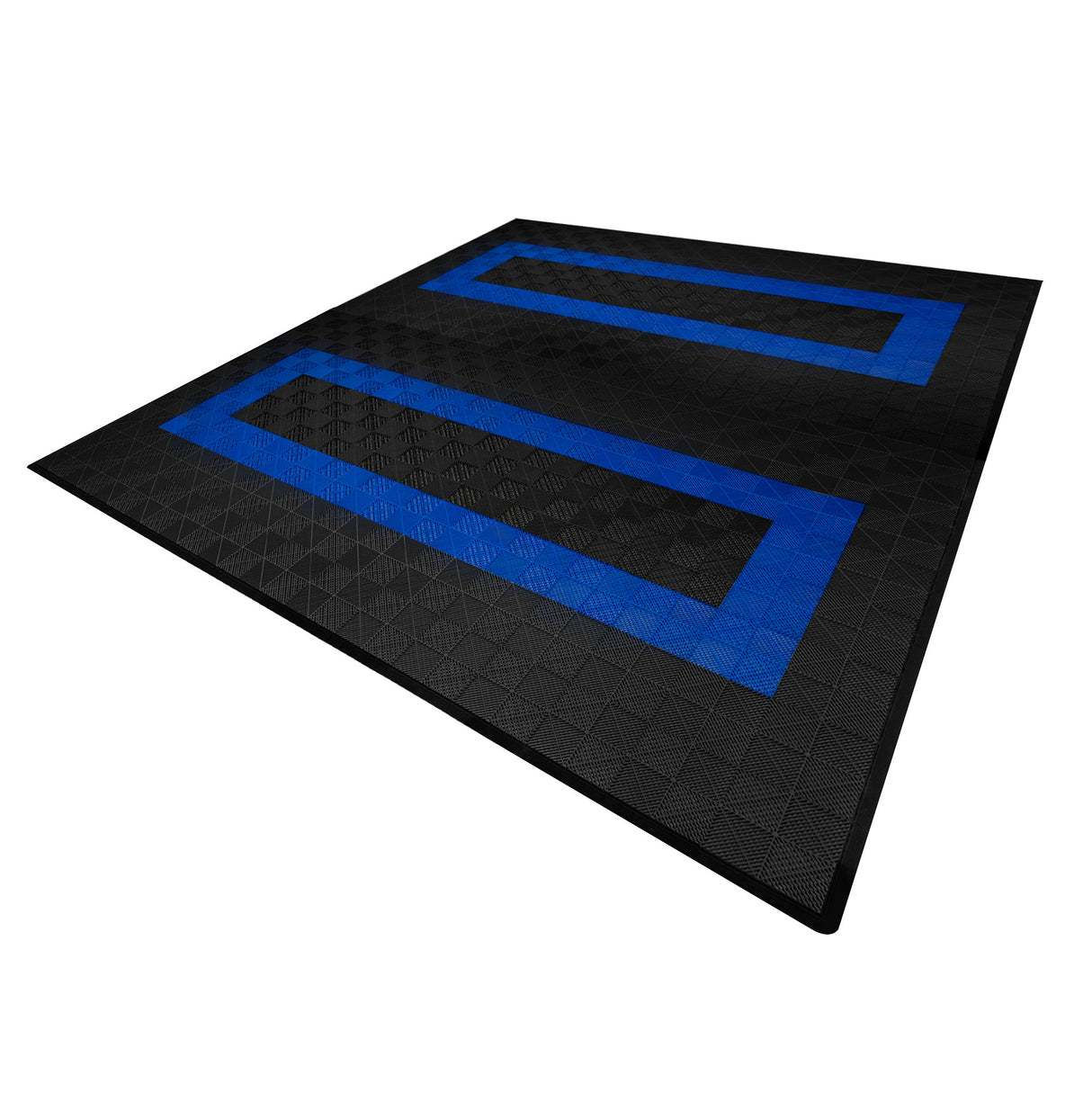 Carrelage de Sol Ventilé Pour Garage Avec Bordure (165 x Noir & 60 Bleu)