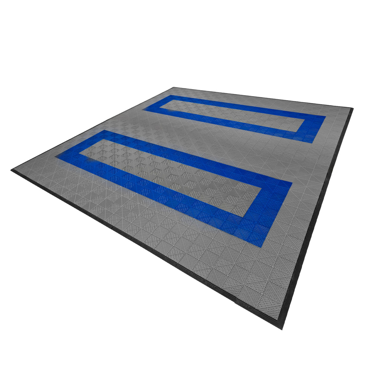Carrelage de Sol Ventilé Pour Garage Avec Bordure (165 x Gris & 60 Bleu)