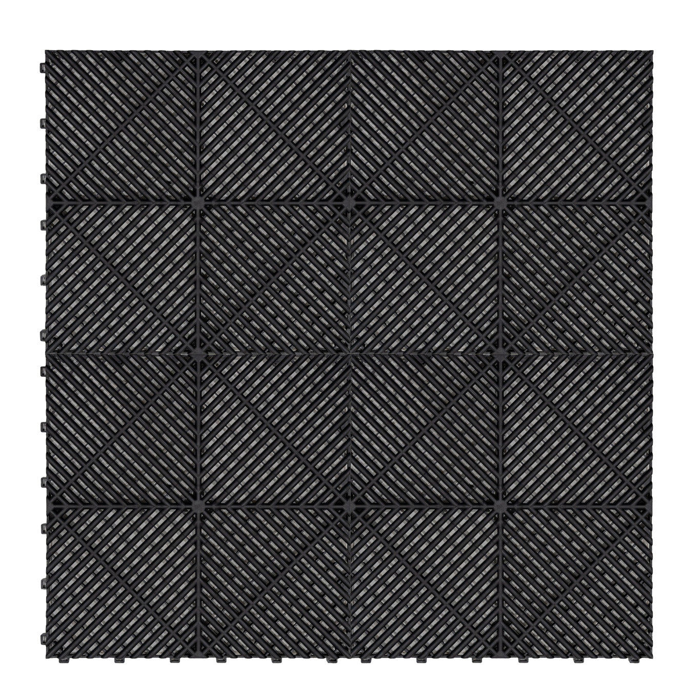 Lampes Hexagones & Carrelage de Sol Ventilé Pour Garage Avec Bordure (x120 Noir)