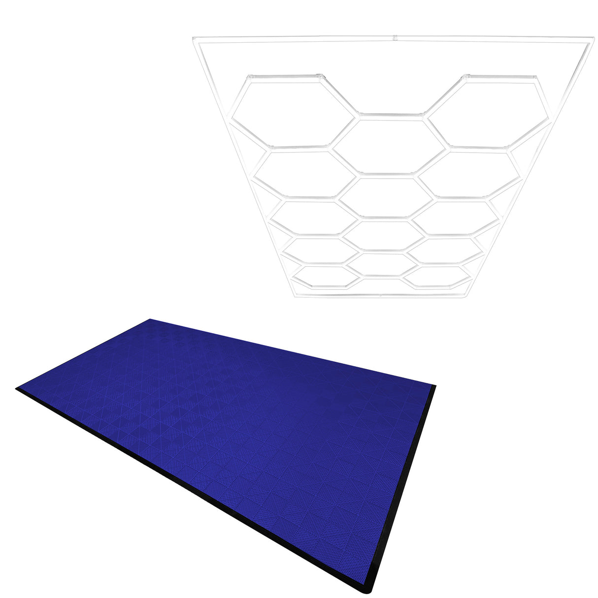 Lampes Hexagones & Carrelage de Sol Ventilé Pour Garage Avec Bordure (x120 Bleu)