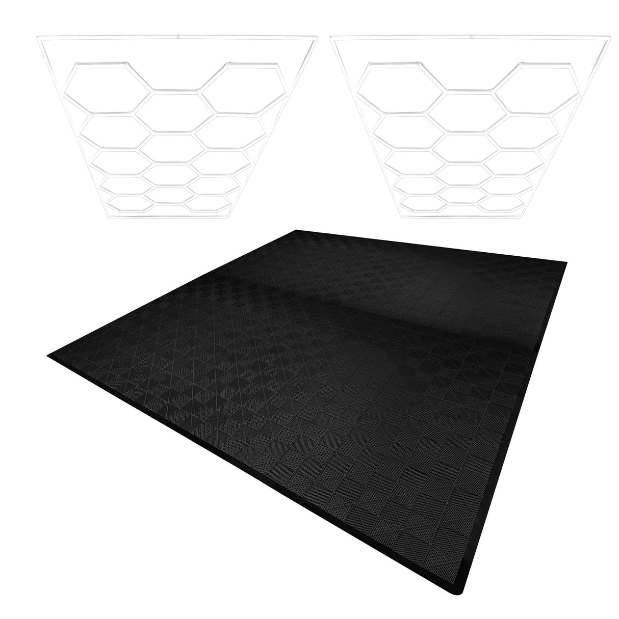 Lampes Hexagones & Carrelage de Sol Ventilé Pour Garage Avec Bordure (x225 Noir)