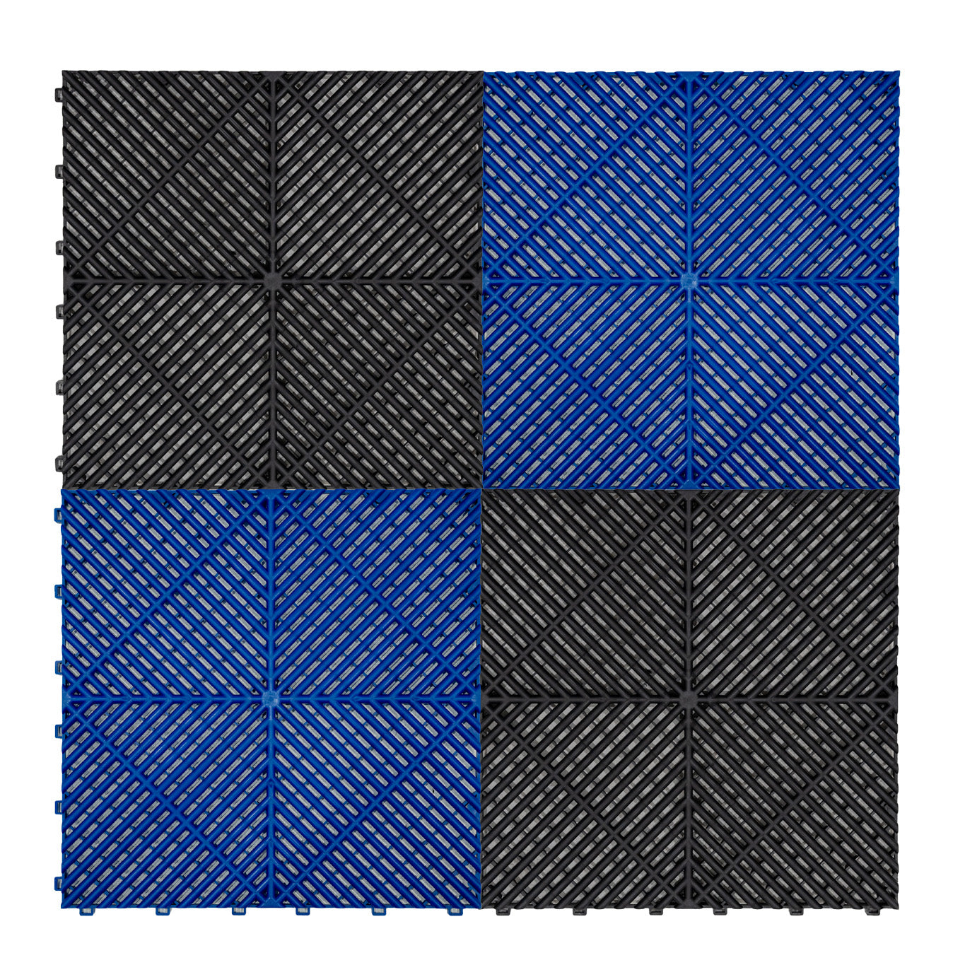 Lampes Hexagones & Carrelage de Sol Ventilé Pour Garage Avec Bordure (x120 Noir x120 Bleu)