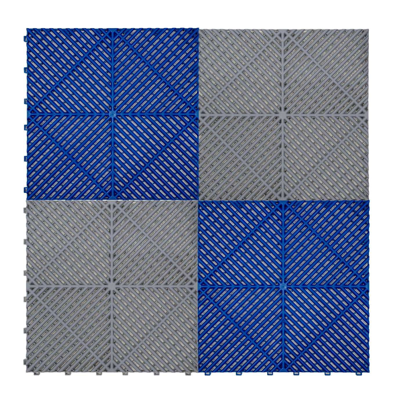 Lampes Hexagones & Carrelage de Sol Ventilé Pour Garage Avec Bordure (x120 Gris x120 Bleu)