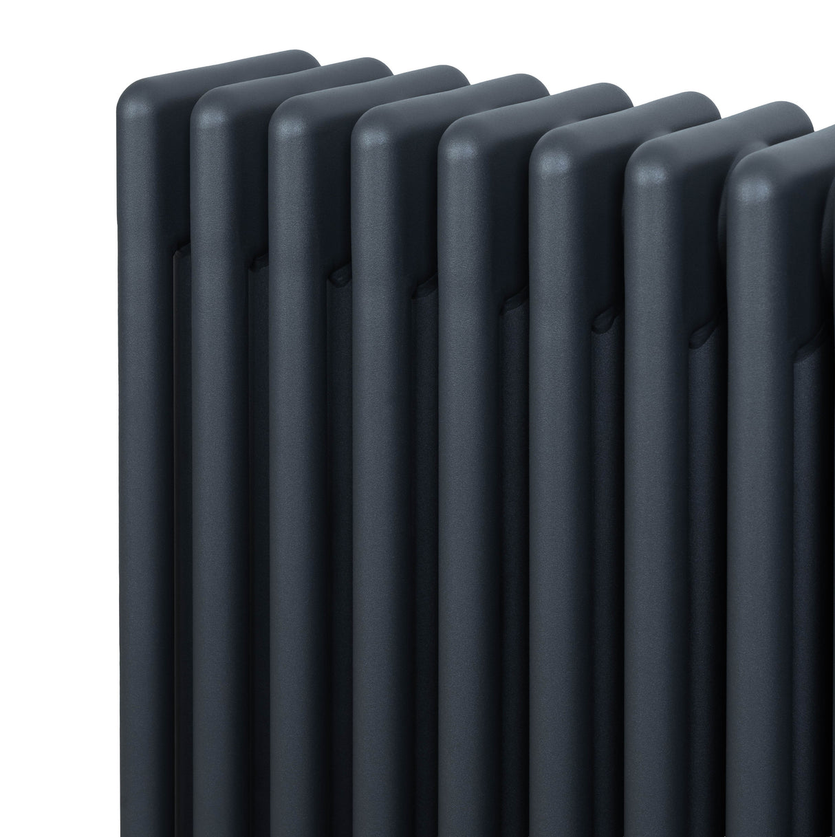 Radiateur traditionnel à 4 colonnes en gris anthracite, finition lisse, design élégant et moderne, idéal pour le chauffage intérieur