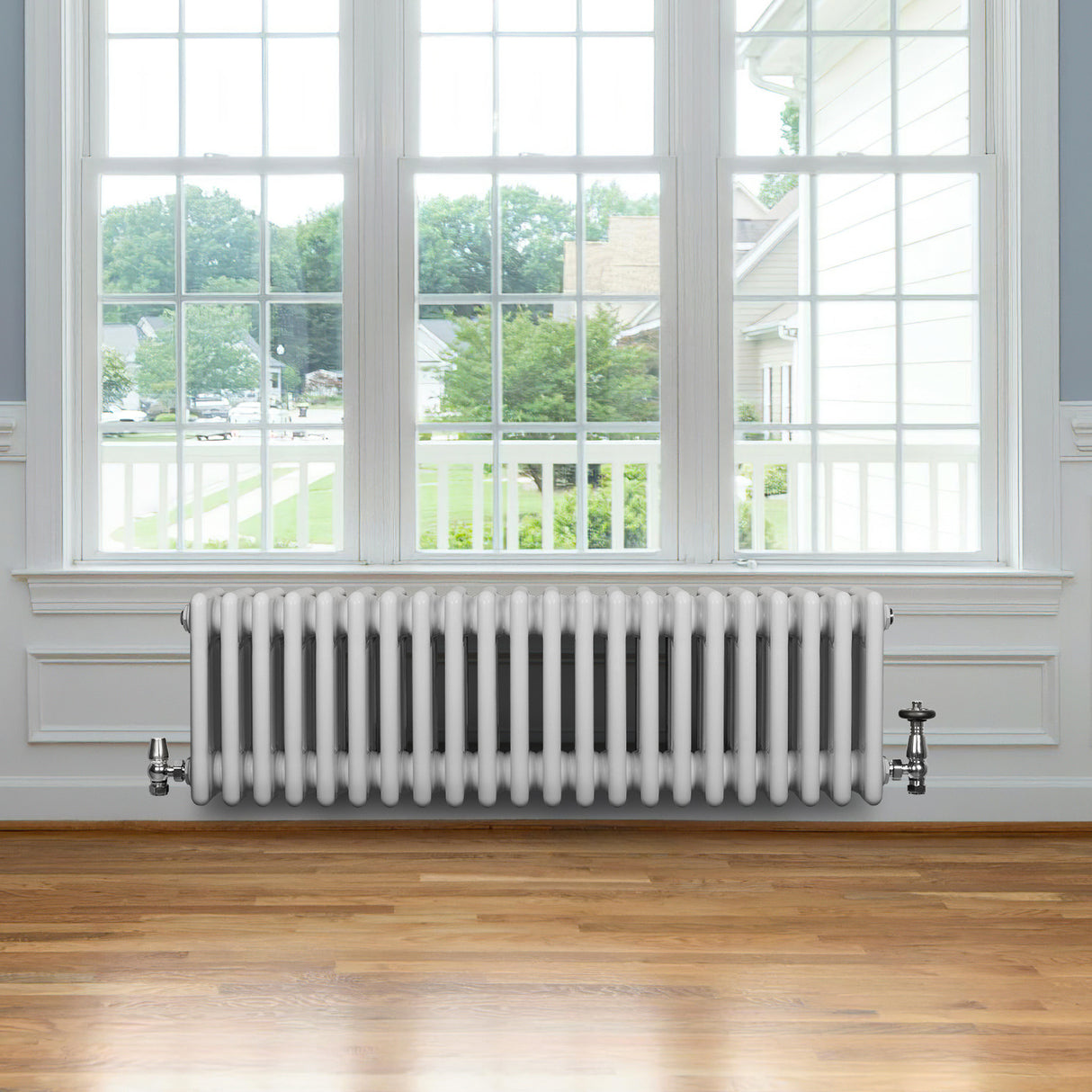 Radiateur Traditionnel à 4 Colonnes & Vannes - 300 x 1010 mm - Blanc