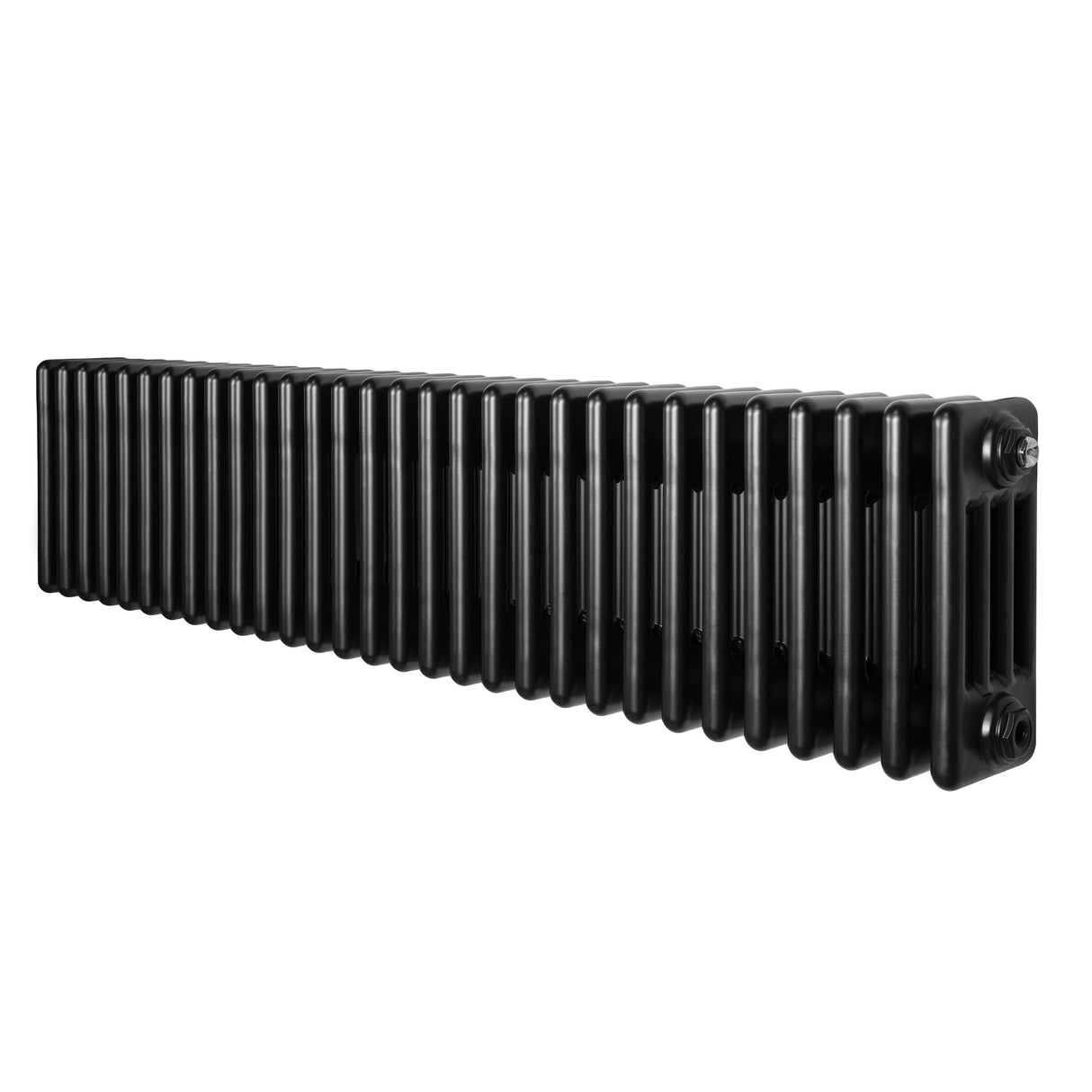 Radiateur traditionnel à 4 colonnes, 300 x 1370 mm, finition noire lisse, design élégant et moderne, idéal pour le chauffage intérieur