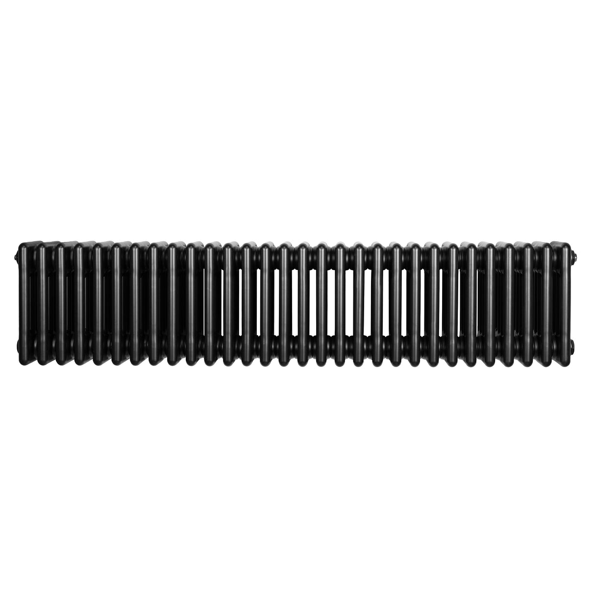 Radiateur traditionnel noir à 4 colonnes, 300 x 1370 mm, avec une finition lisse et une structure robuste en métal élégant
