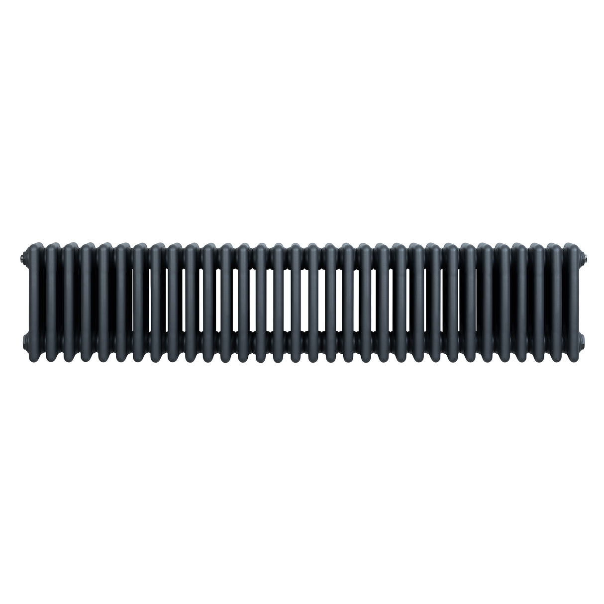 Radiateur traditionnel à 4 colonnes en gris anthracite, long et élégant, avec une surface lisse et des lignes épurées, idéal pour le chauffage intérieur