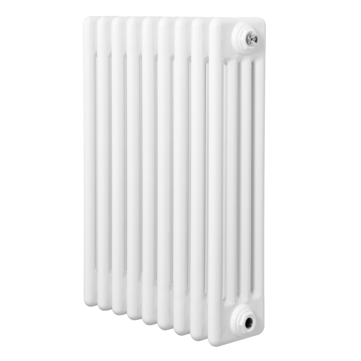 Radiateur traditionnel à 4 colonnes, finition blanche brillante, dimensions 600 x 425 mm, design élégant et épuré, idéal pour le chauffage intérieur