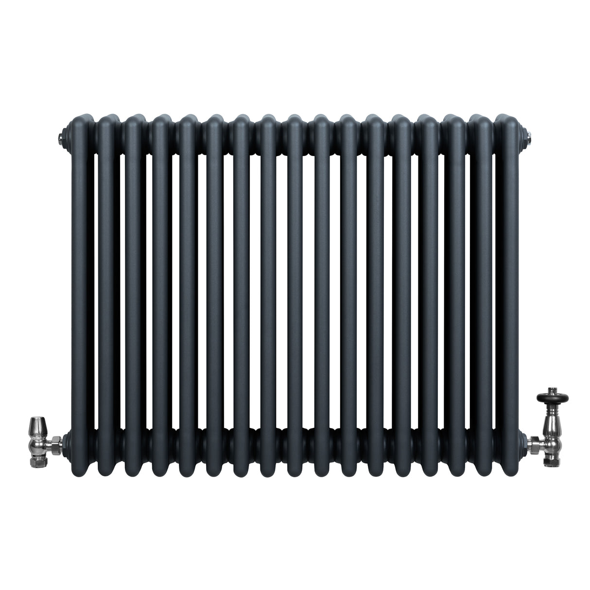 Radiateur Traditionnel à 4 Colonnes & Vannes - 600 x 785 mm - Gris Anthracite