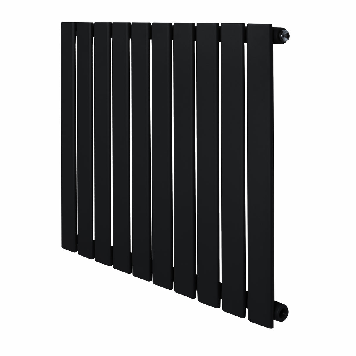 Radiateur plat noir à un panneau, dimensions 600 x 700 mm, avec des lattes verticales et une finition mate élégante
