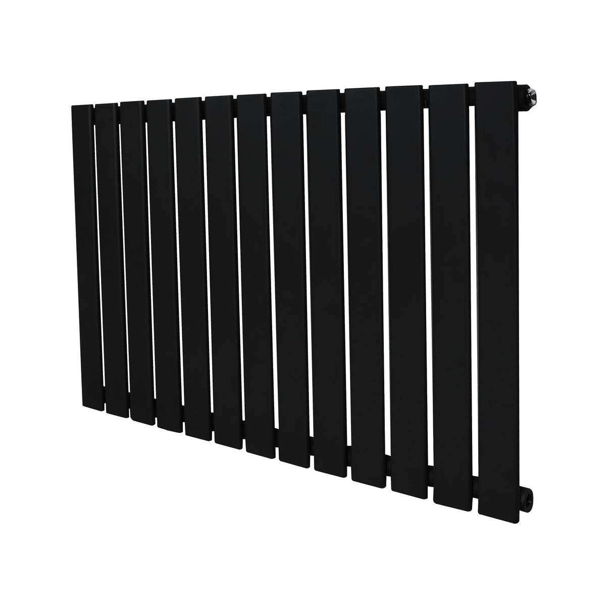 Radiateur plat noir à un panneau, 600 x 910 mm, avec une surface lisse et des lattes verticales élégantes pour un design moderne